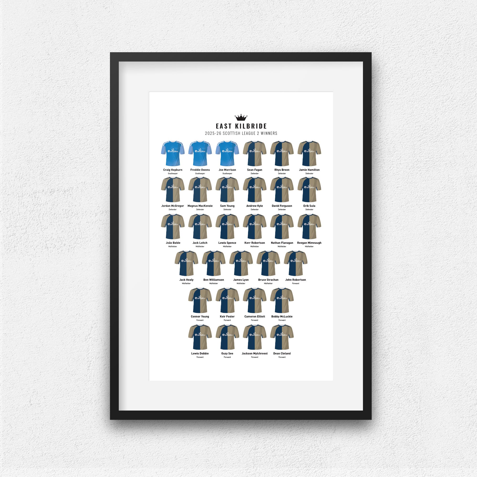 East Kilbride 2026 Scottish League Two Winners Football Team Print
