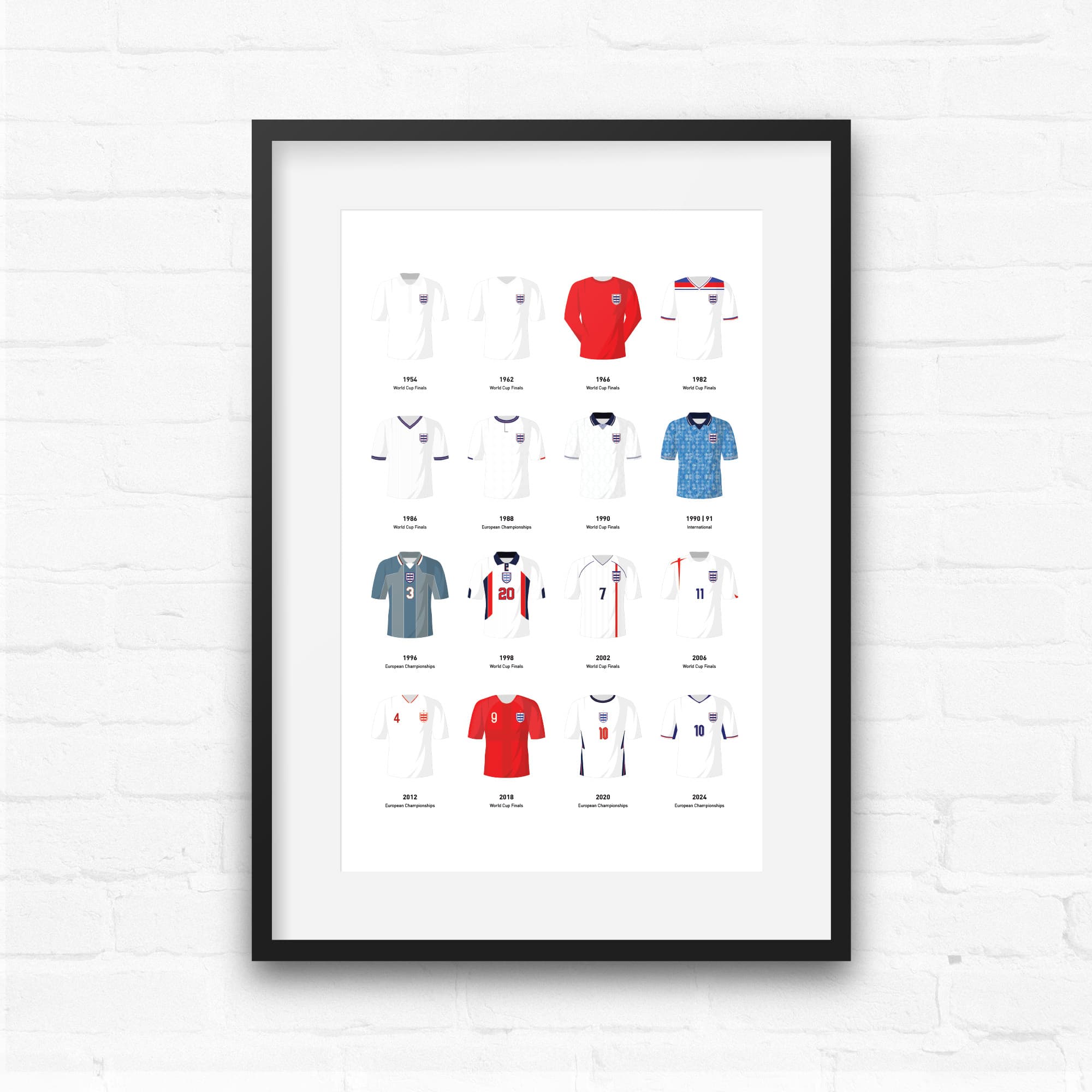 England Classic Kits Football Team Print