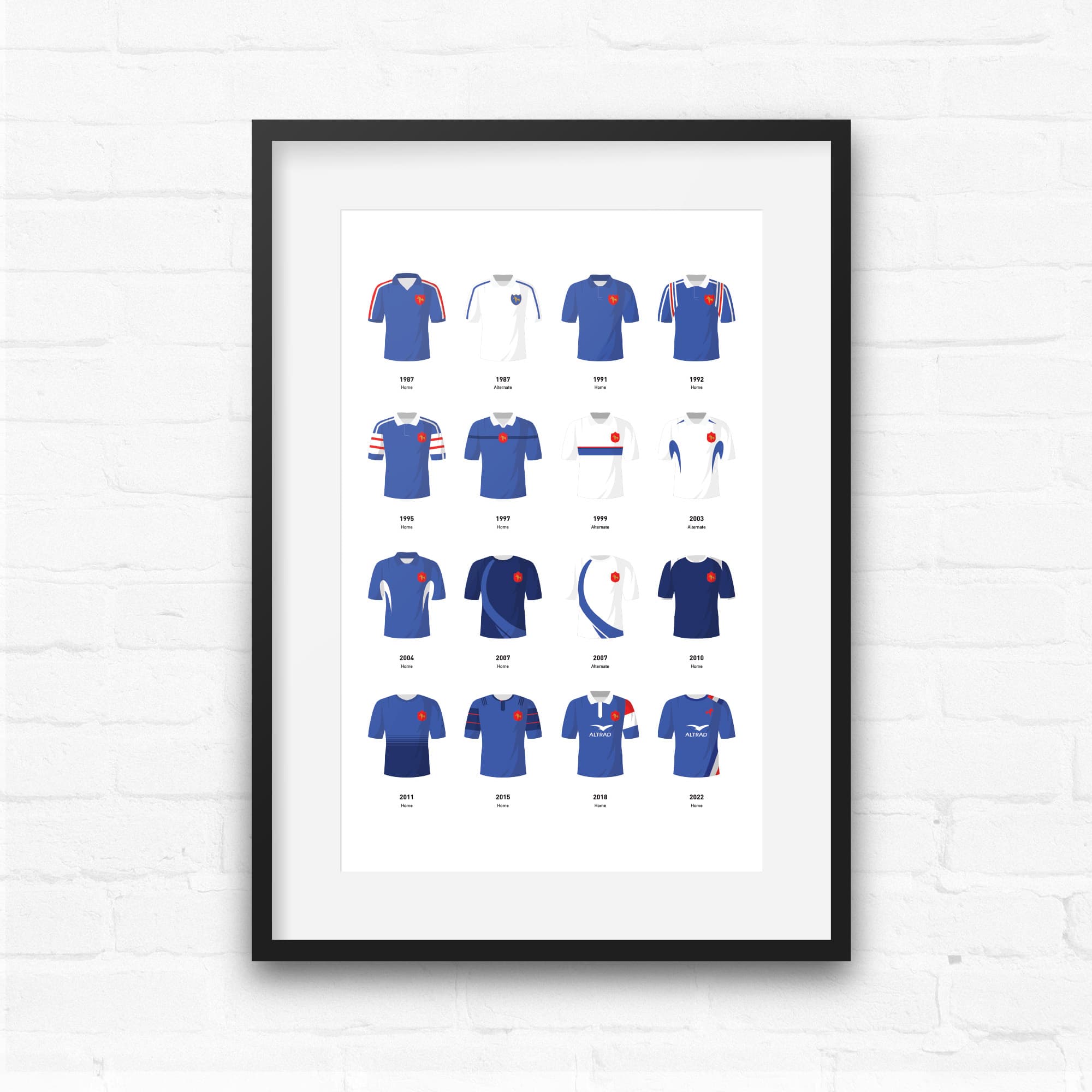 France Classic Kits Rugby Union Team Print