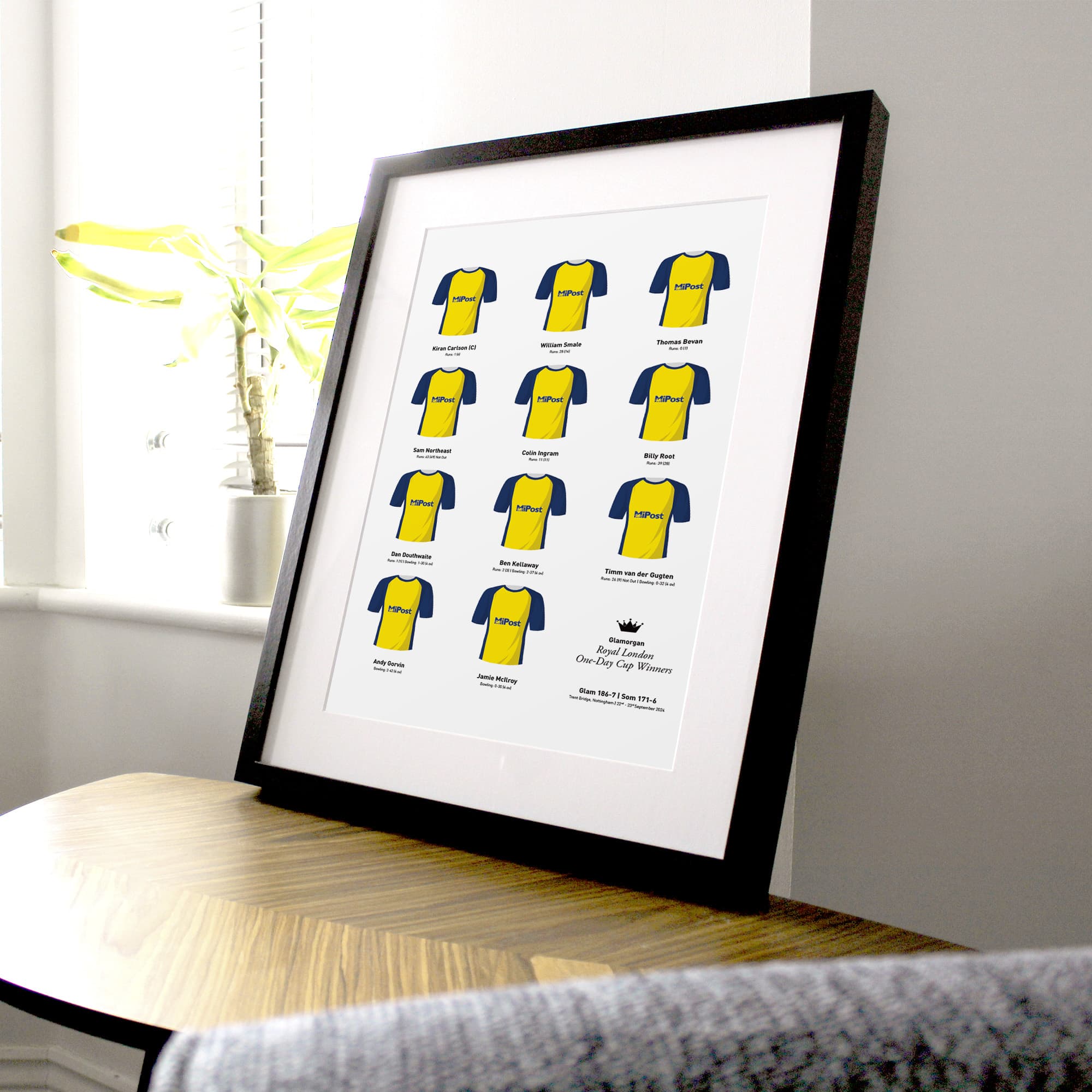 Glamorgan Cricket 2024 One Day Cup Winners Team Print