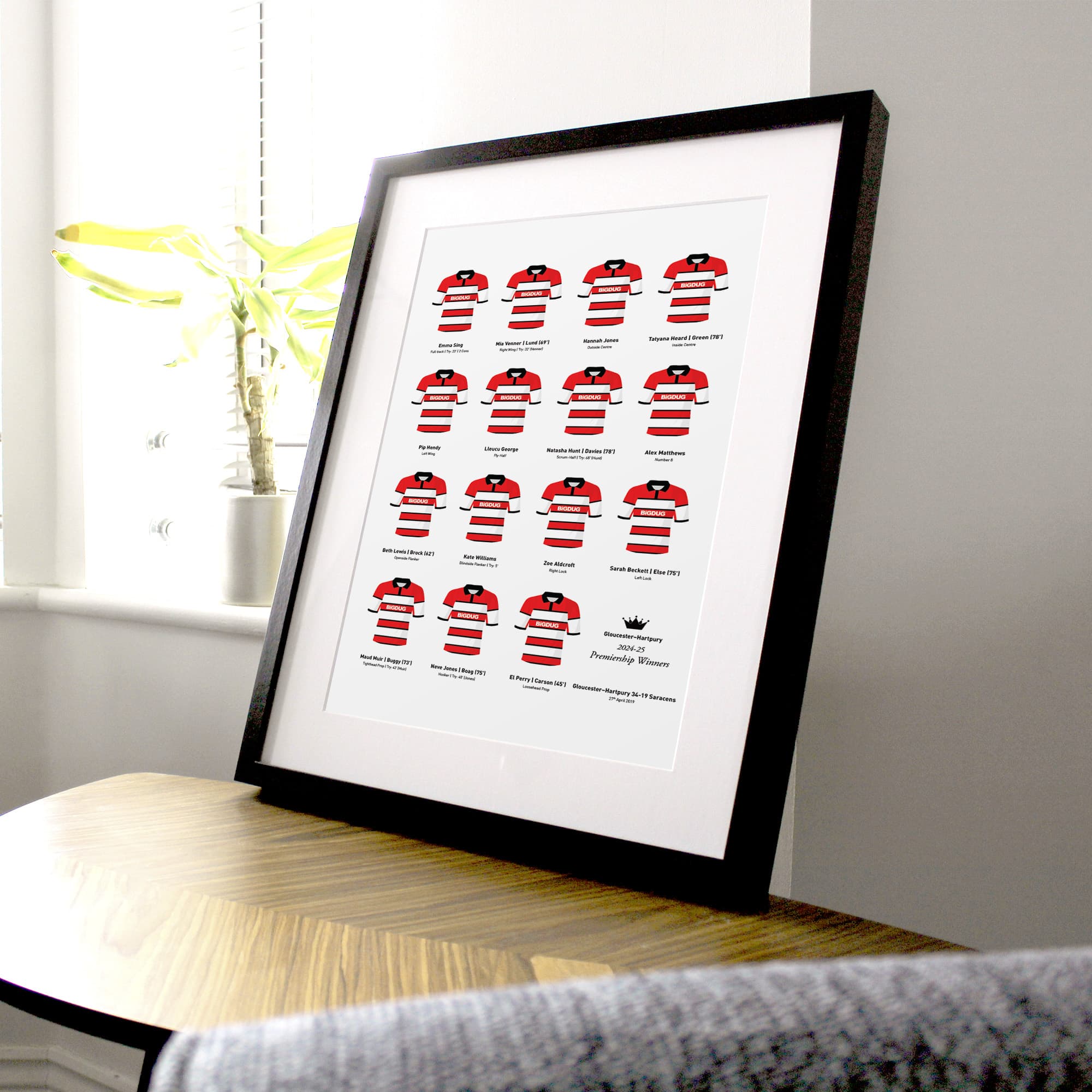 Gloucester Hartpury Women Rugby Union 2025 Premier Winners Team Print