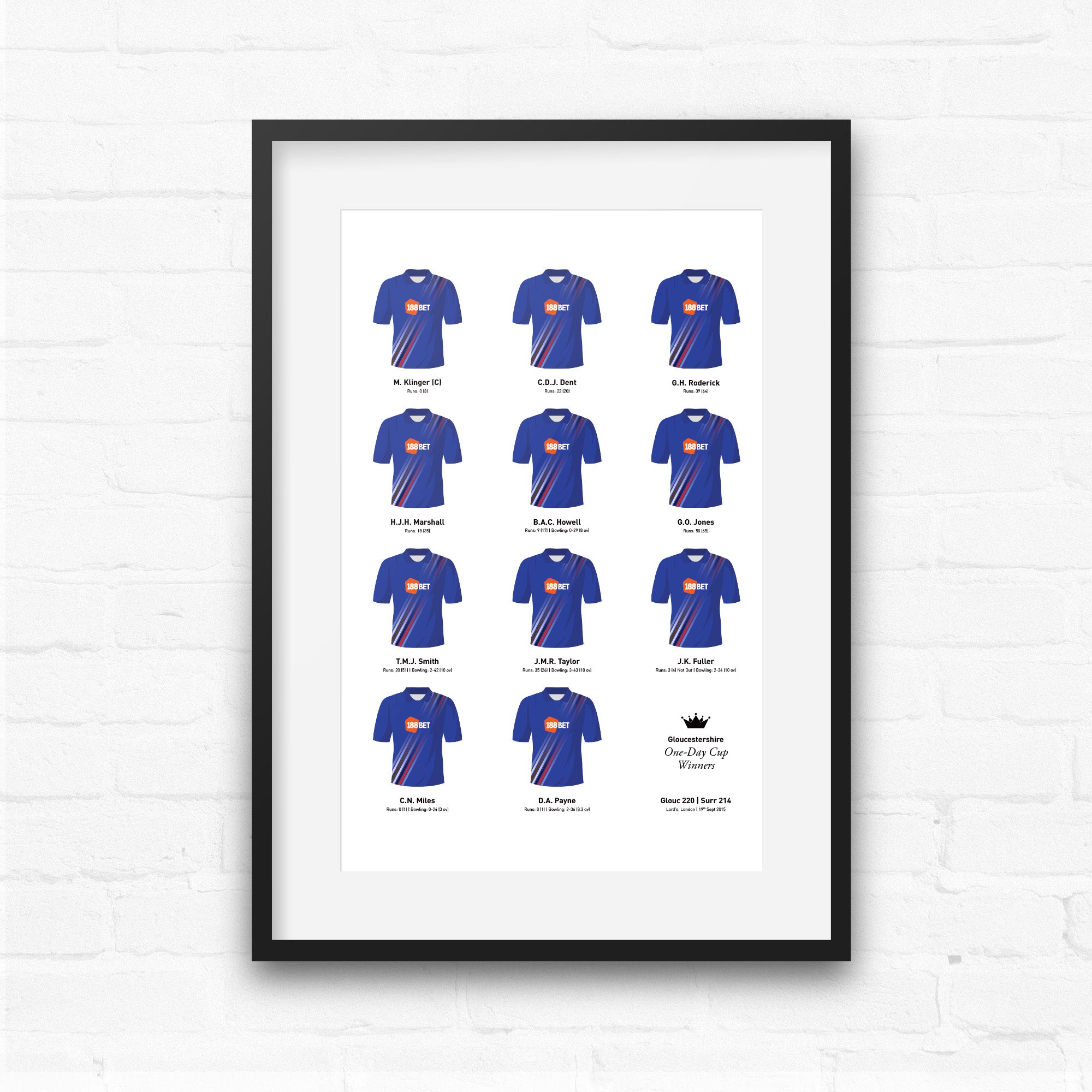Gloucestershire Cricket 2015 One Day Cup Winners Team Print