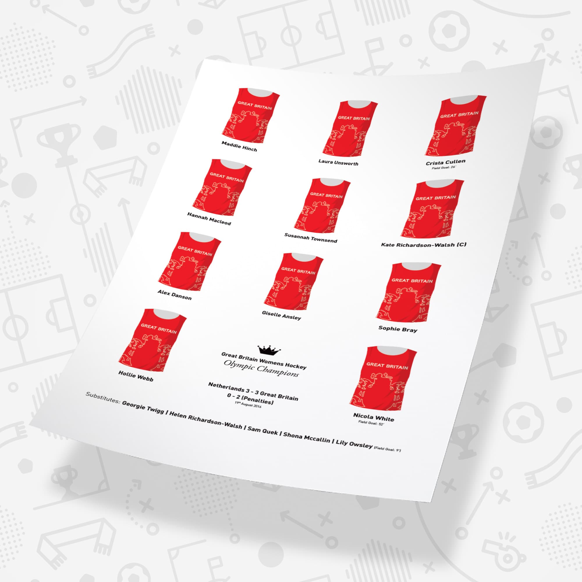 Great Britain Womens Hockey 2016 Olympics Print