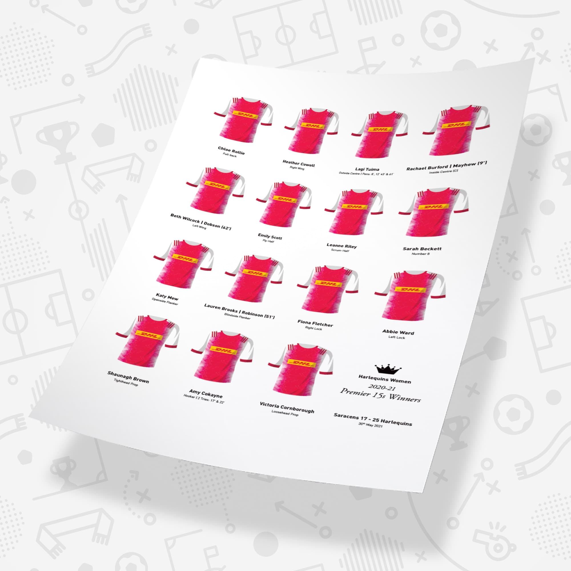 Harlequins Women Rugby Union 2021 Premier Winners Team Print