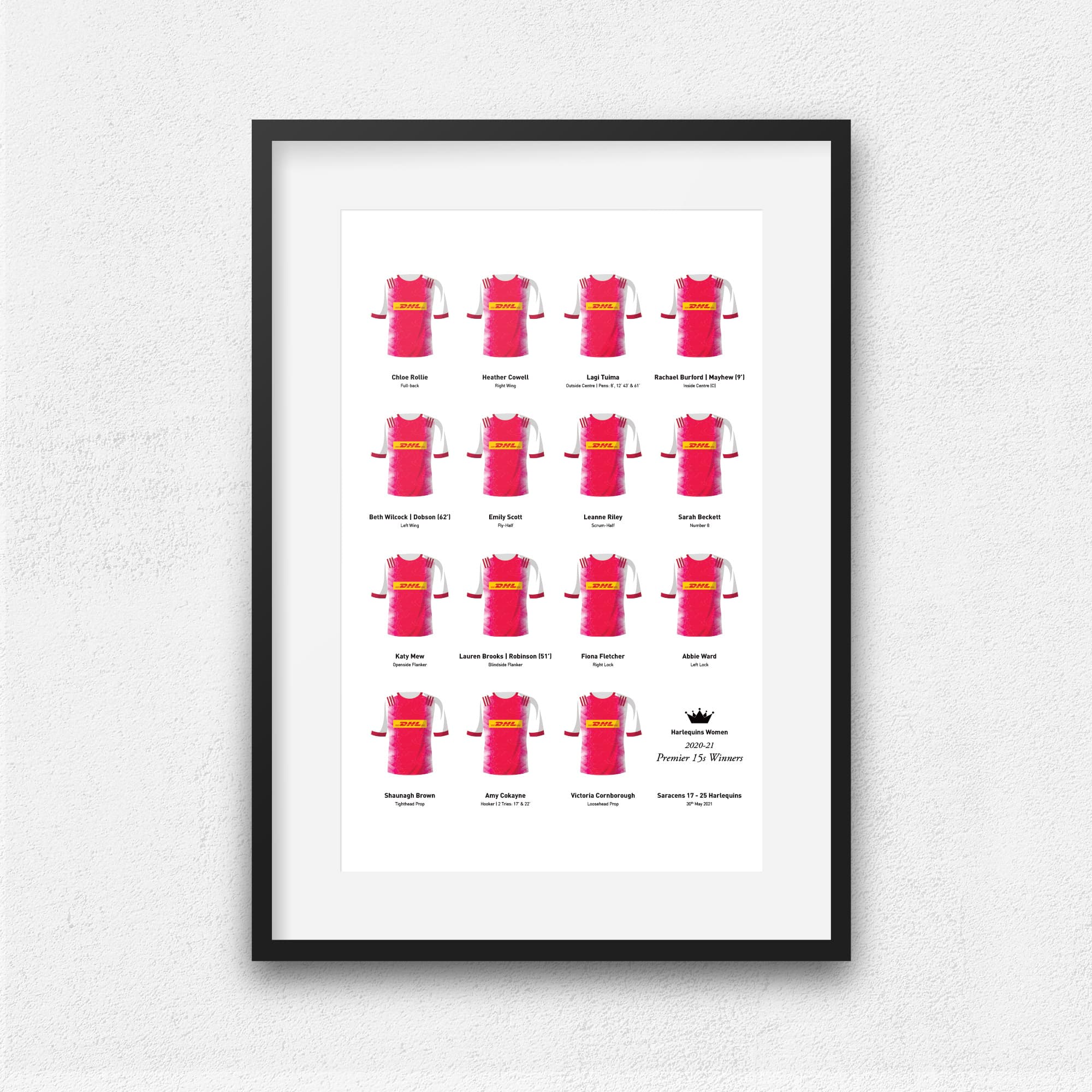 Harlequins Women Rugby Union 2021 Premier Winners Team Print