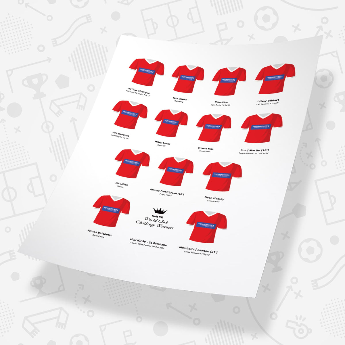 Hull KR Rugby League 2026 World Club Challenge Winners Team Print