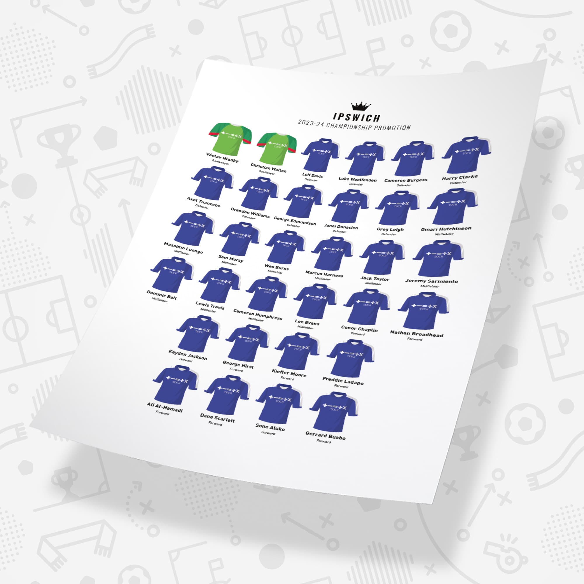 Ipswich 2024 Championship Promotion Football Team Print