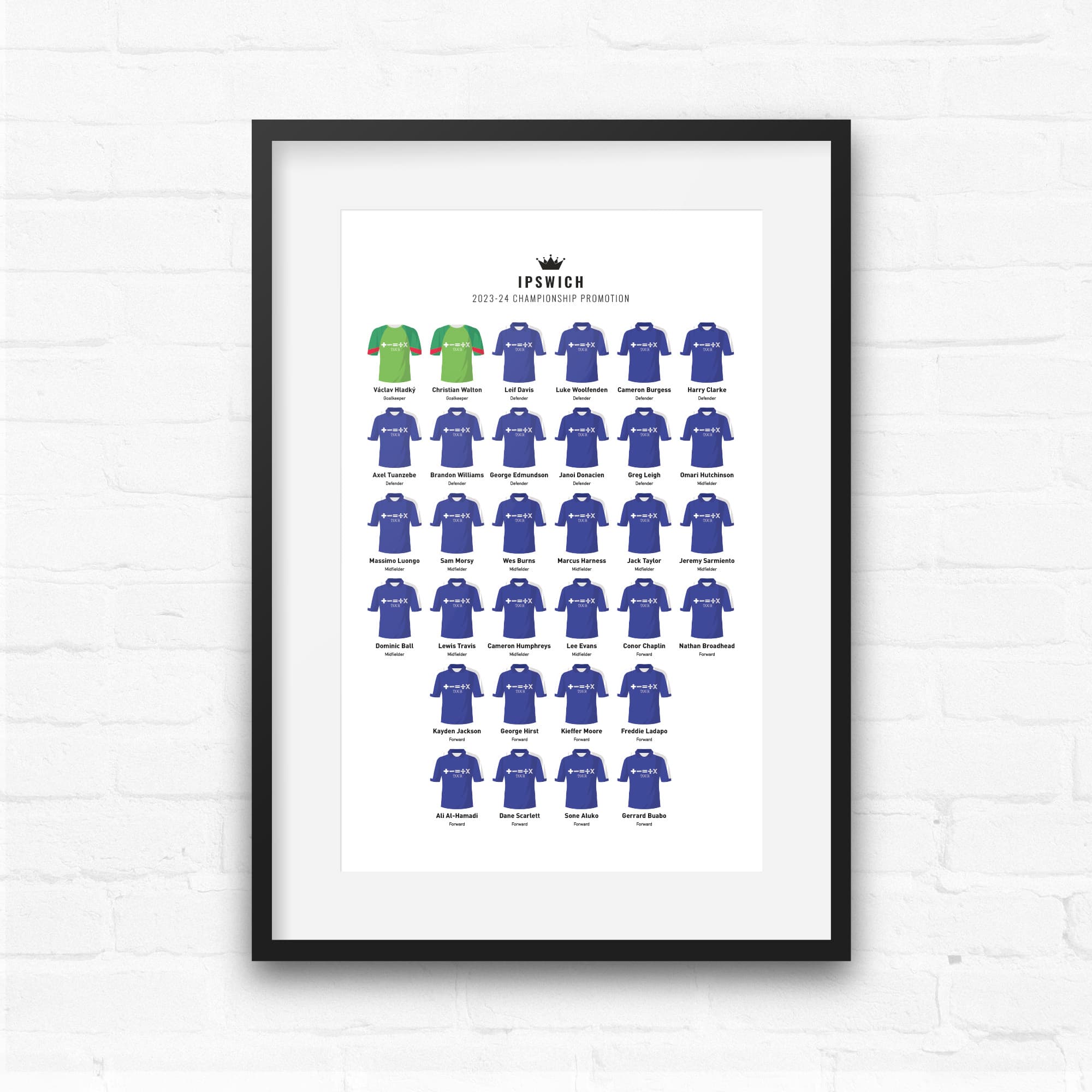 Ipswich 2024 Championship Promotion Football Team Print