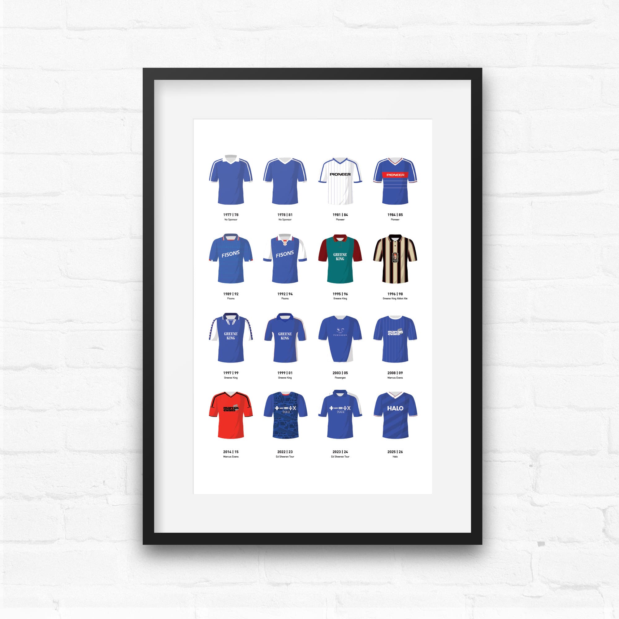 Ipswich Classic Kits Football Team Print