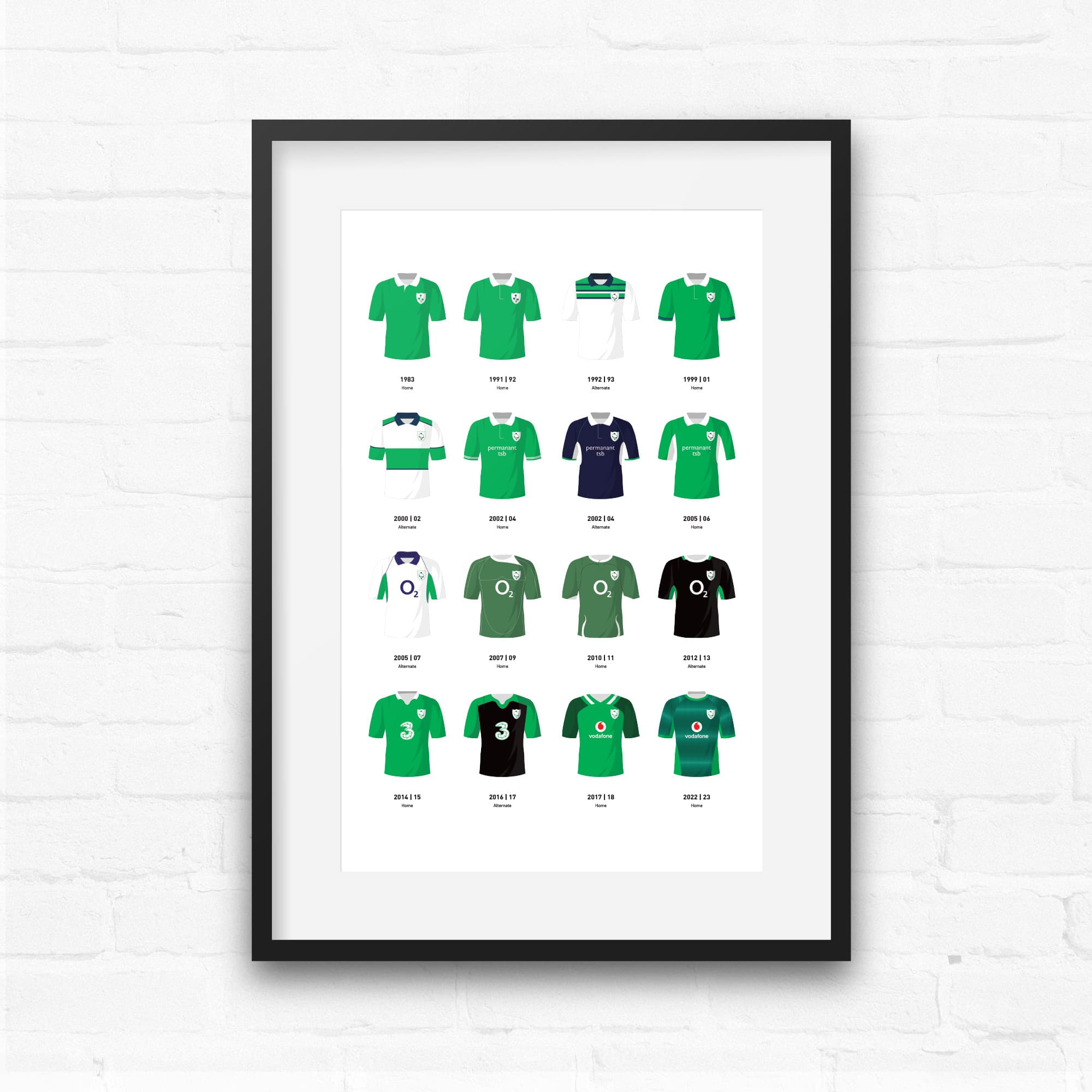 Ireland Classic Kits Rugby Union Team Print