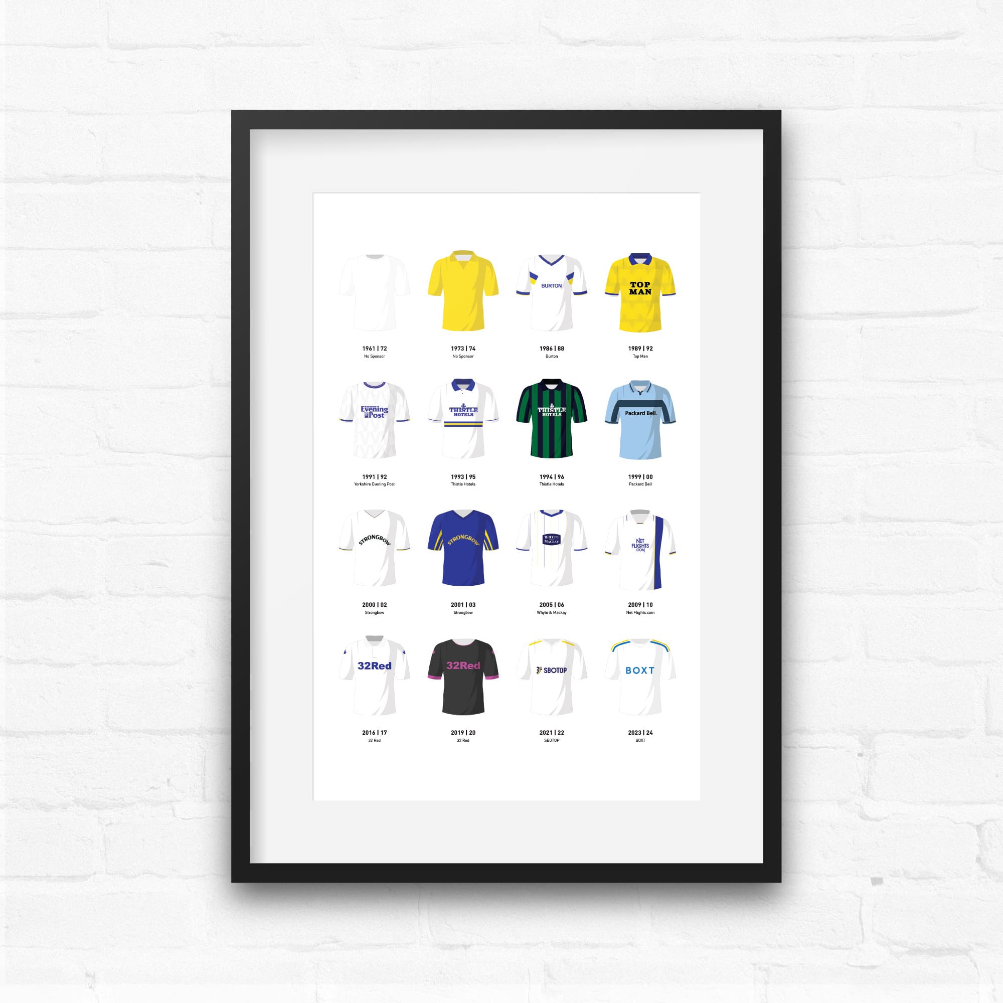 Leeds Classic Kits Football Team Print