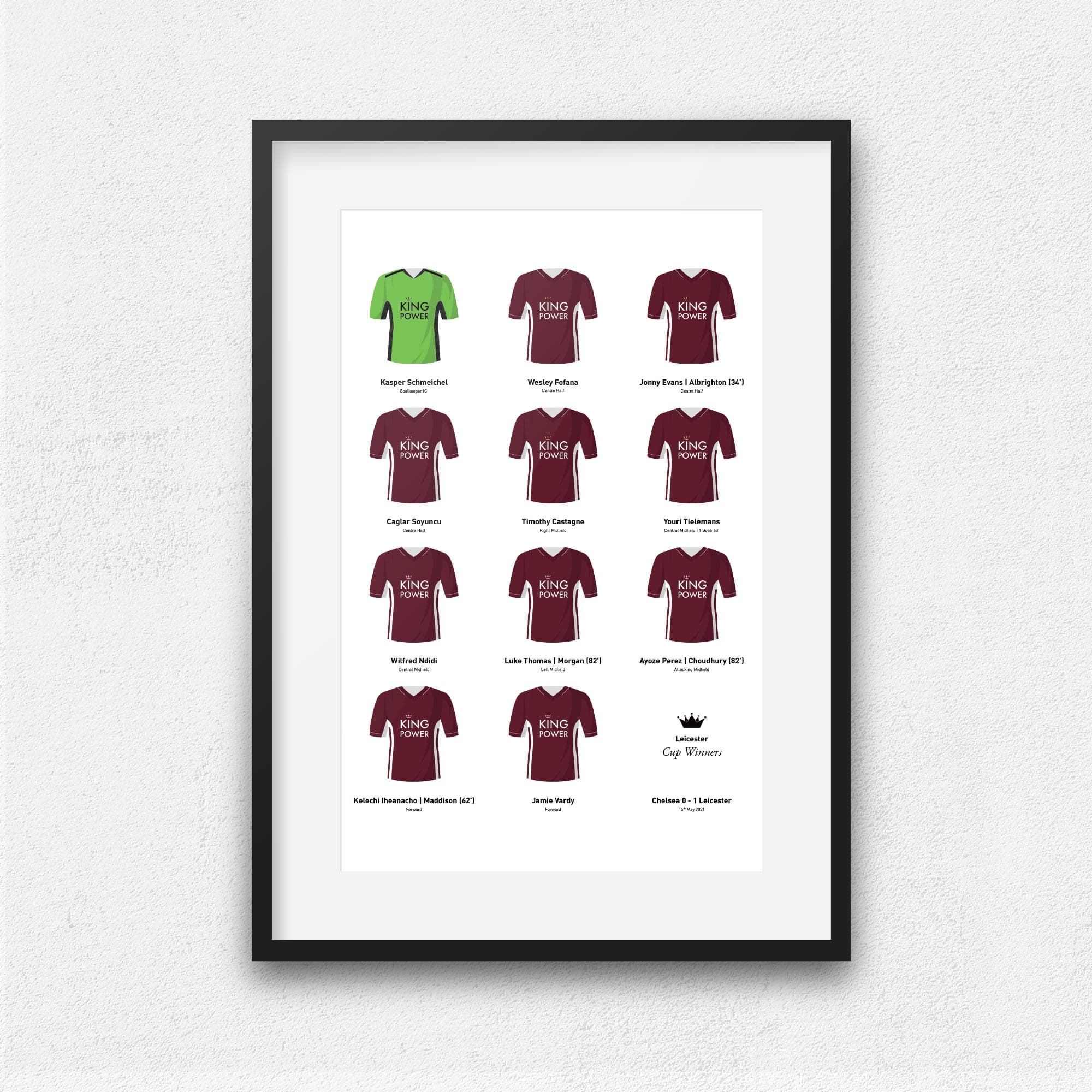 Leicester 2021 Cup Winners Football Team Print Good Team On Paper