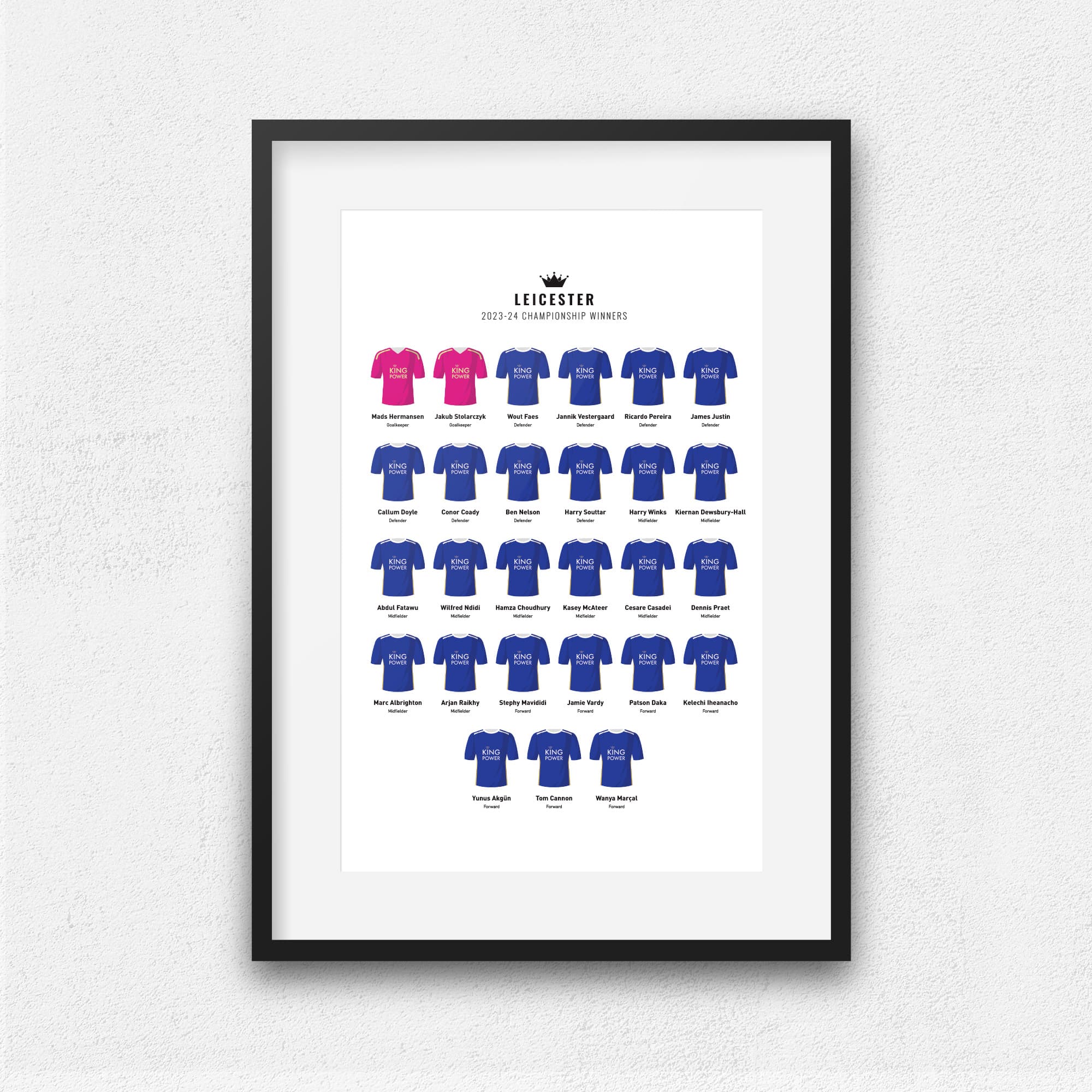 Leicester 2024 Championship Winners Football Team Print