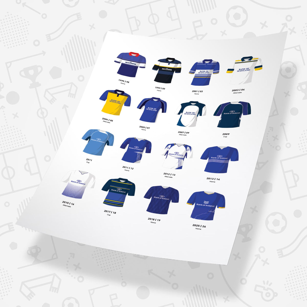 Leinster Classic Kits Rugby Union Team Print