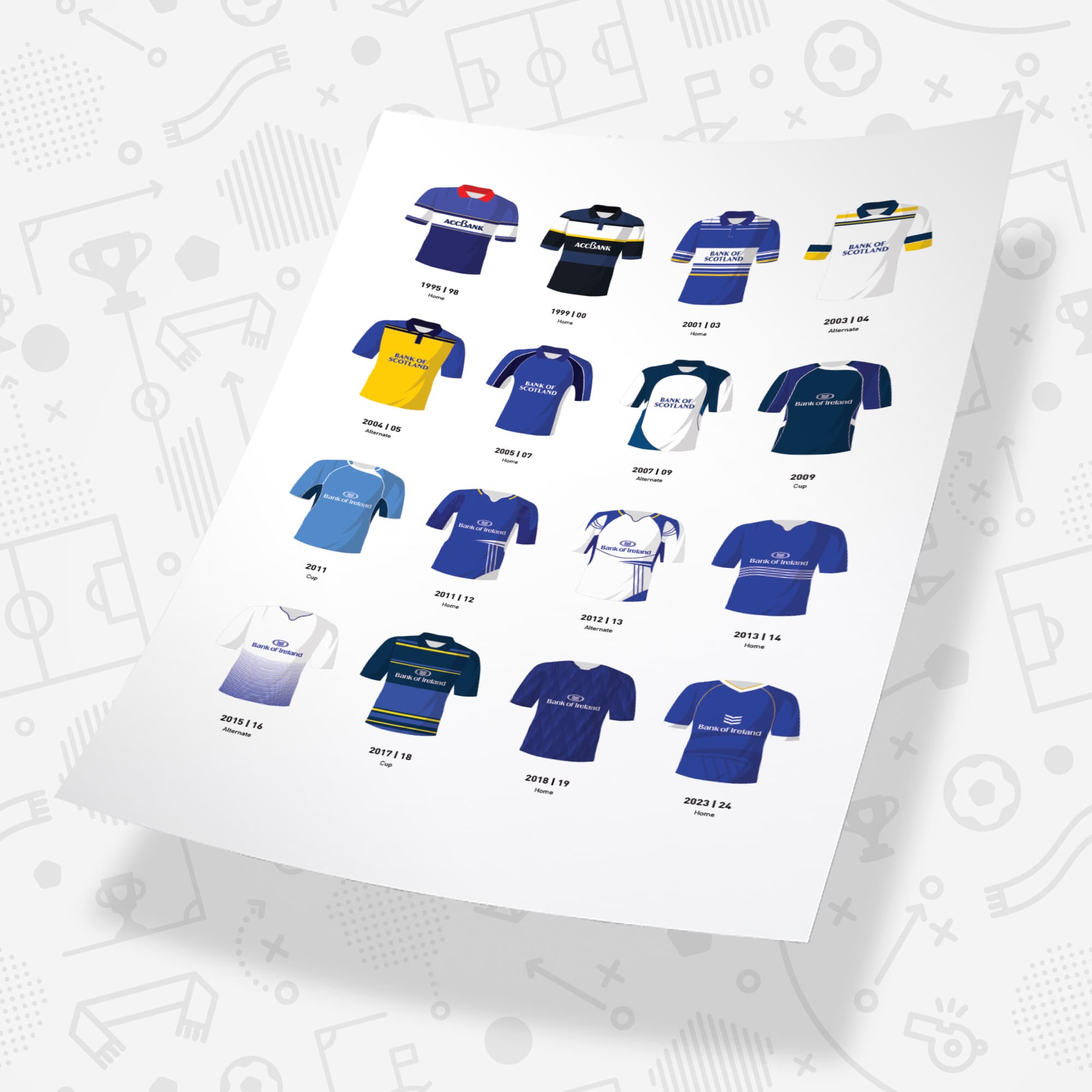 Leinster Classic Kits Rugby Union Team Print