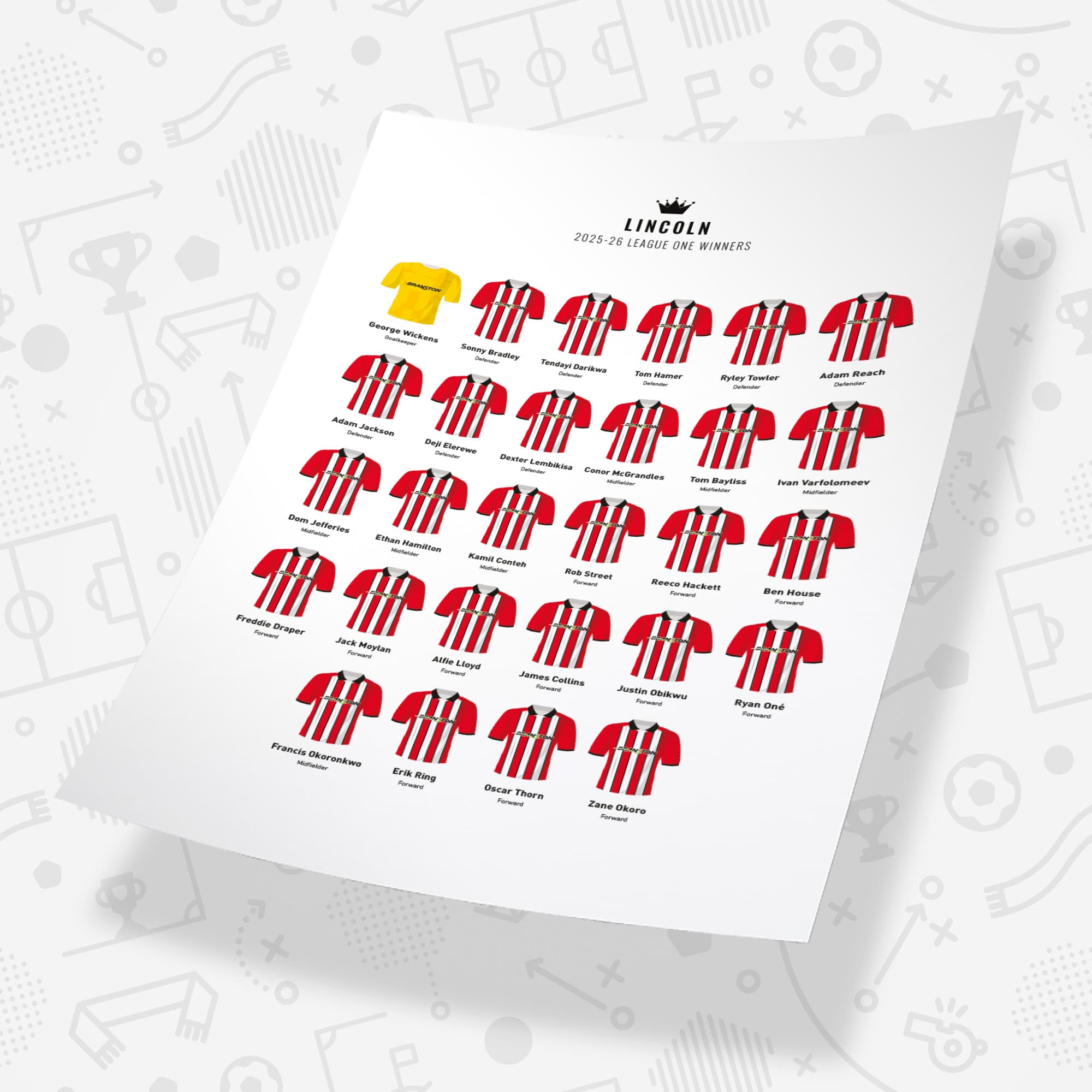 Lincoln 2026 League One Winners Football Team Print