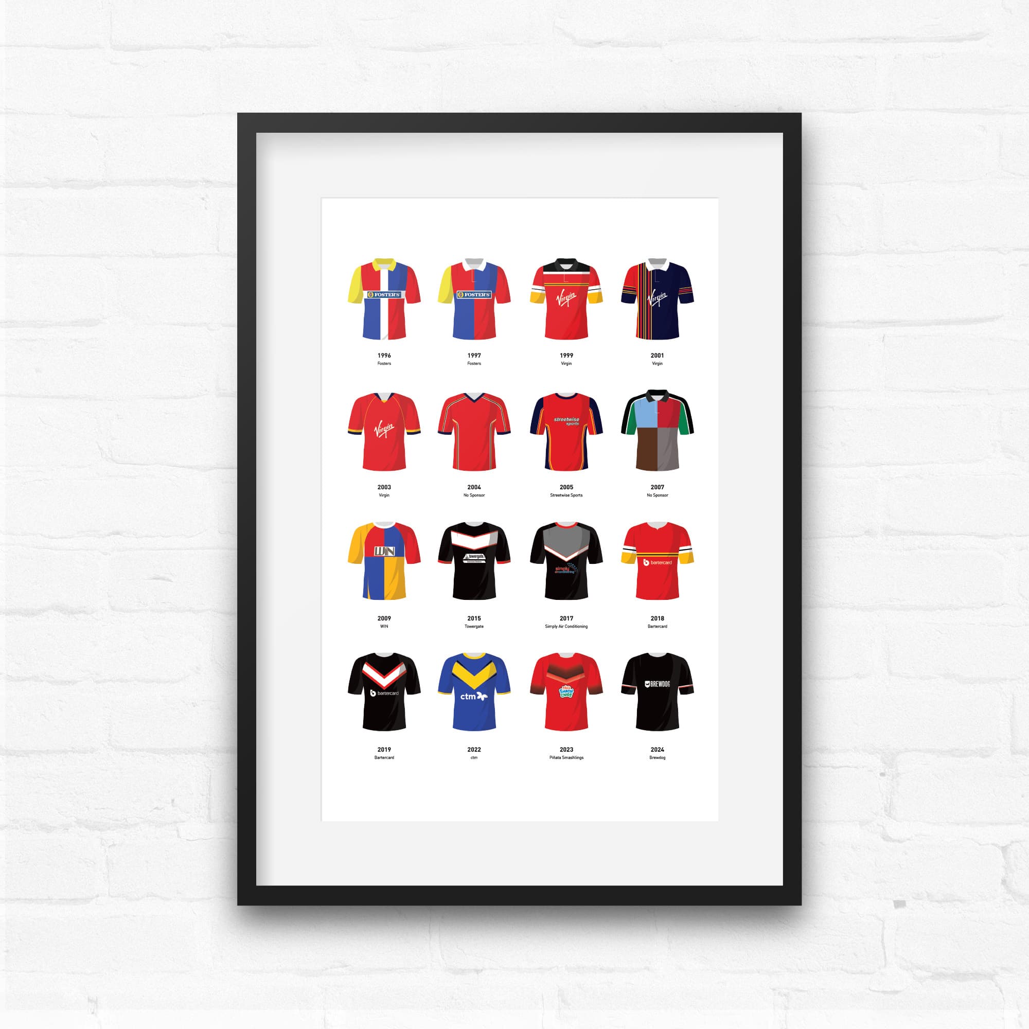 London Broncos Classic Kits Rugby League Team Print