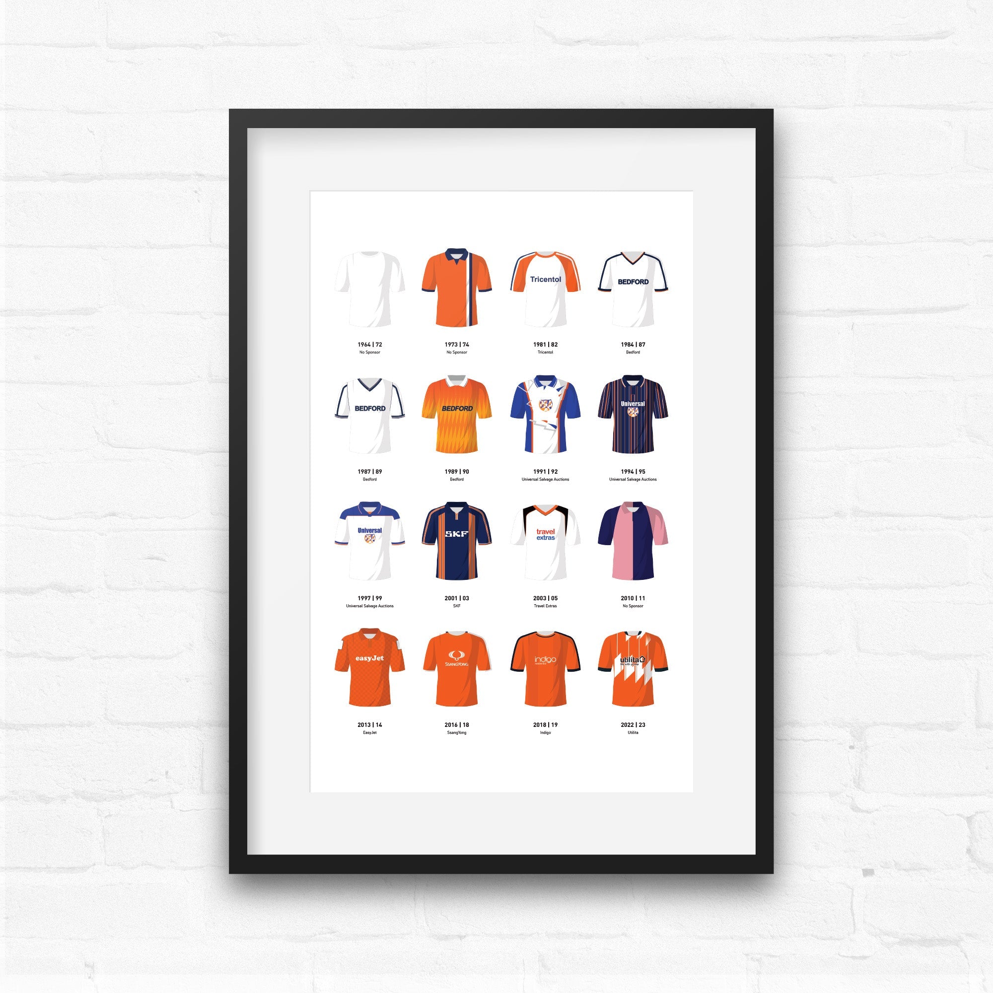 Luton Classic Kits Football Team Print Good Team On Paper