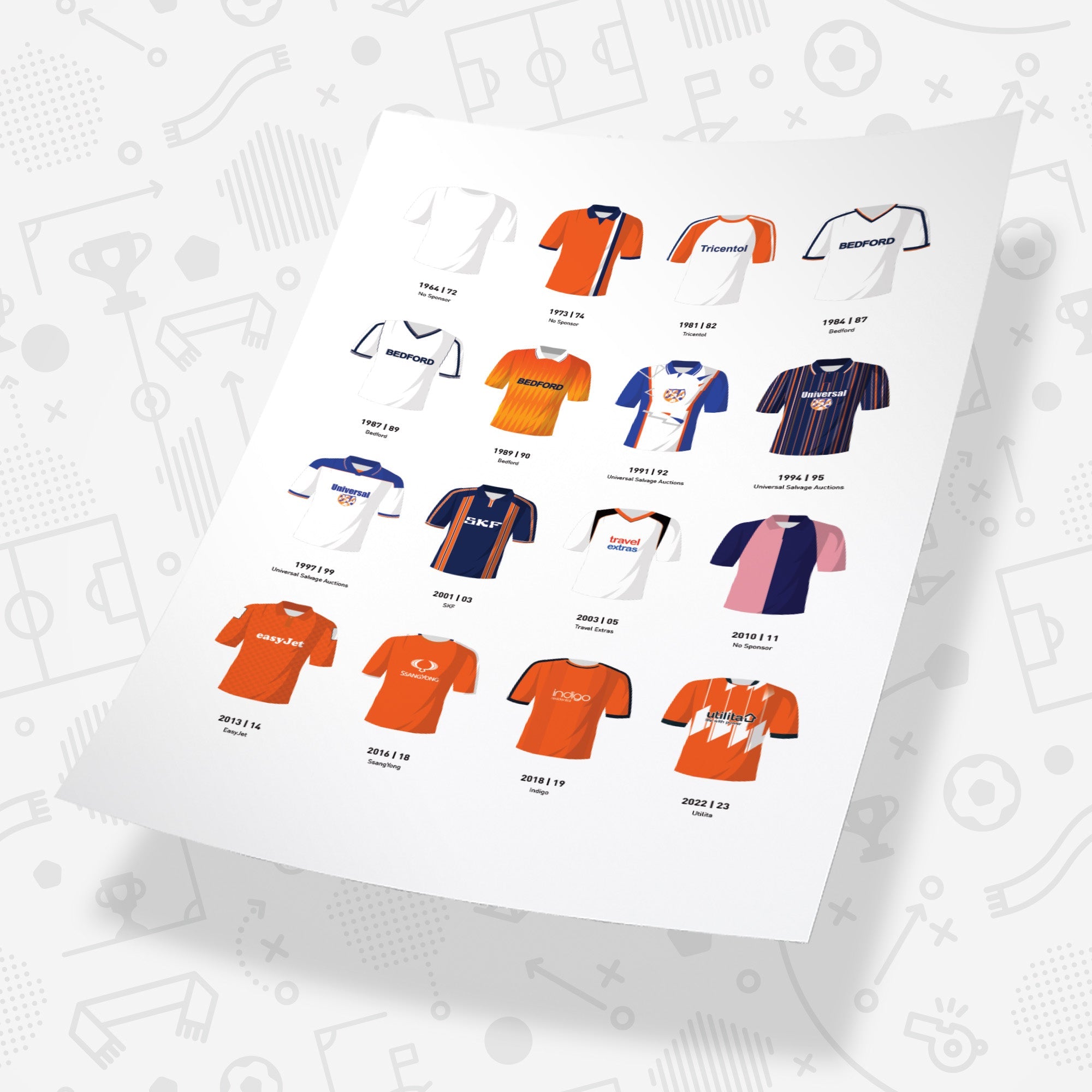 Luton Classic Kits Football Team Print Good Team On Paper