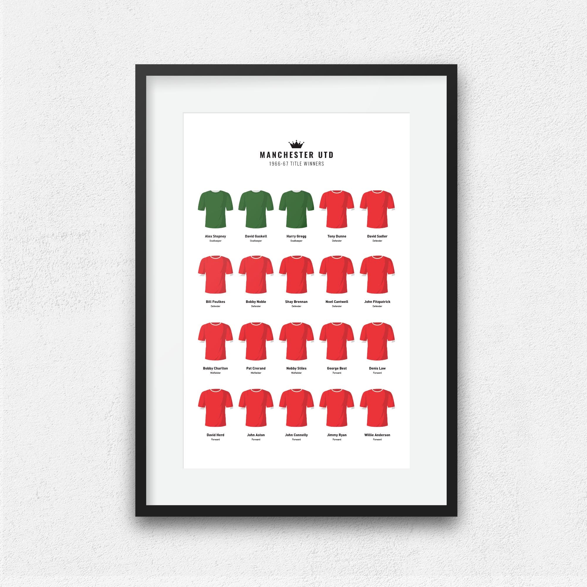 Manchester Utd 1967 Division 1 Winners Football Team Print Good Team On Paper