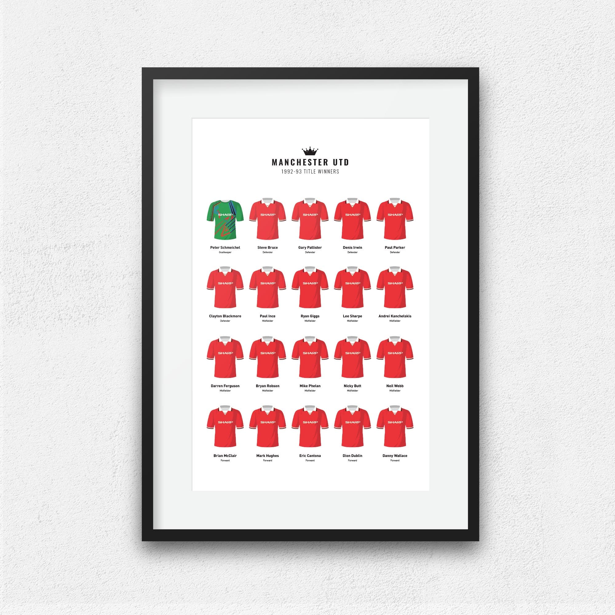 Manchester Utd 1993 Title Winners Football Team Print Good Team On Paper