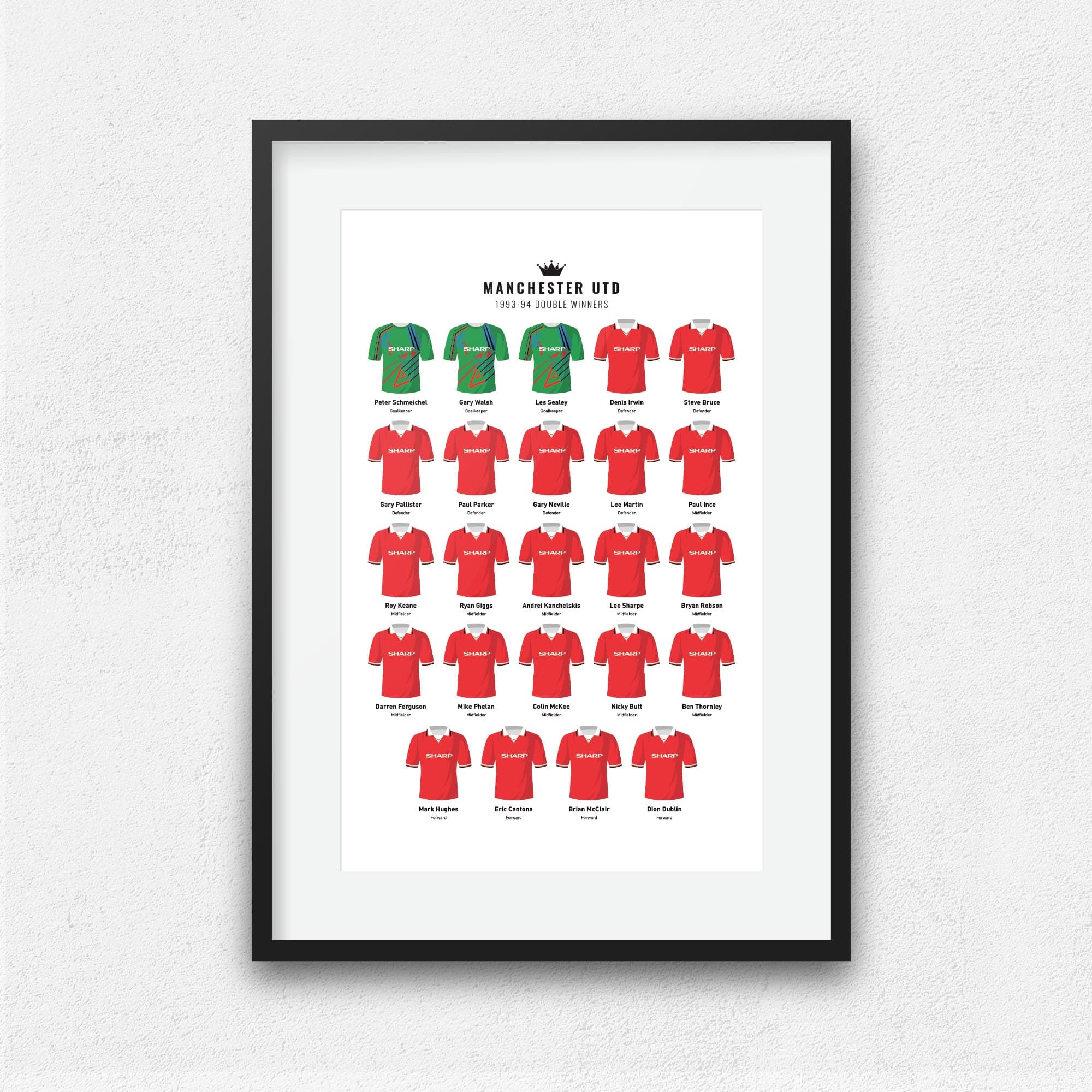 Manchester Utd 1994 Double Winners Football Team Print Good Team On Paper