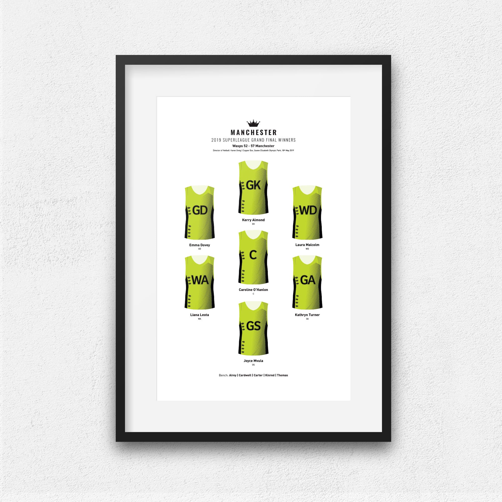 Manchester Netball 2019 Super League Winners Print