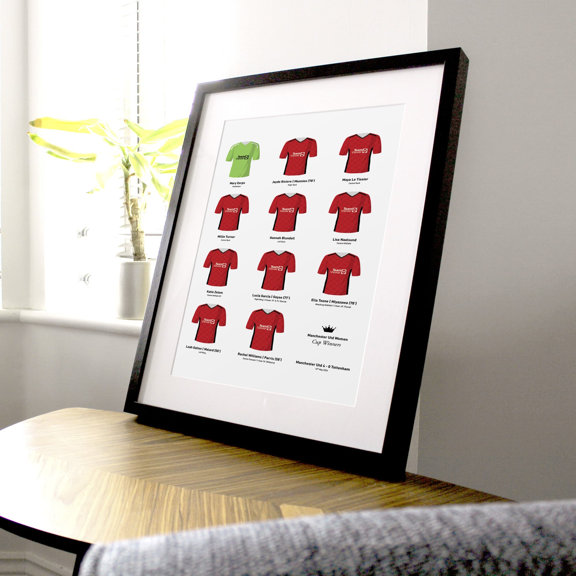 Manchester Utd Women 2024 Cup Winners Football Team Print