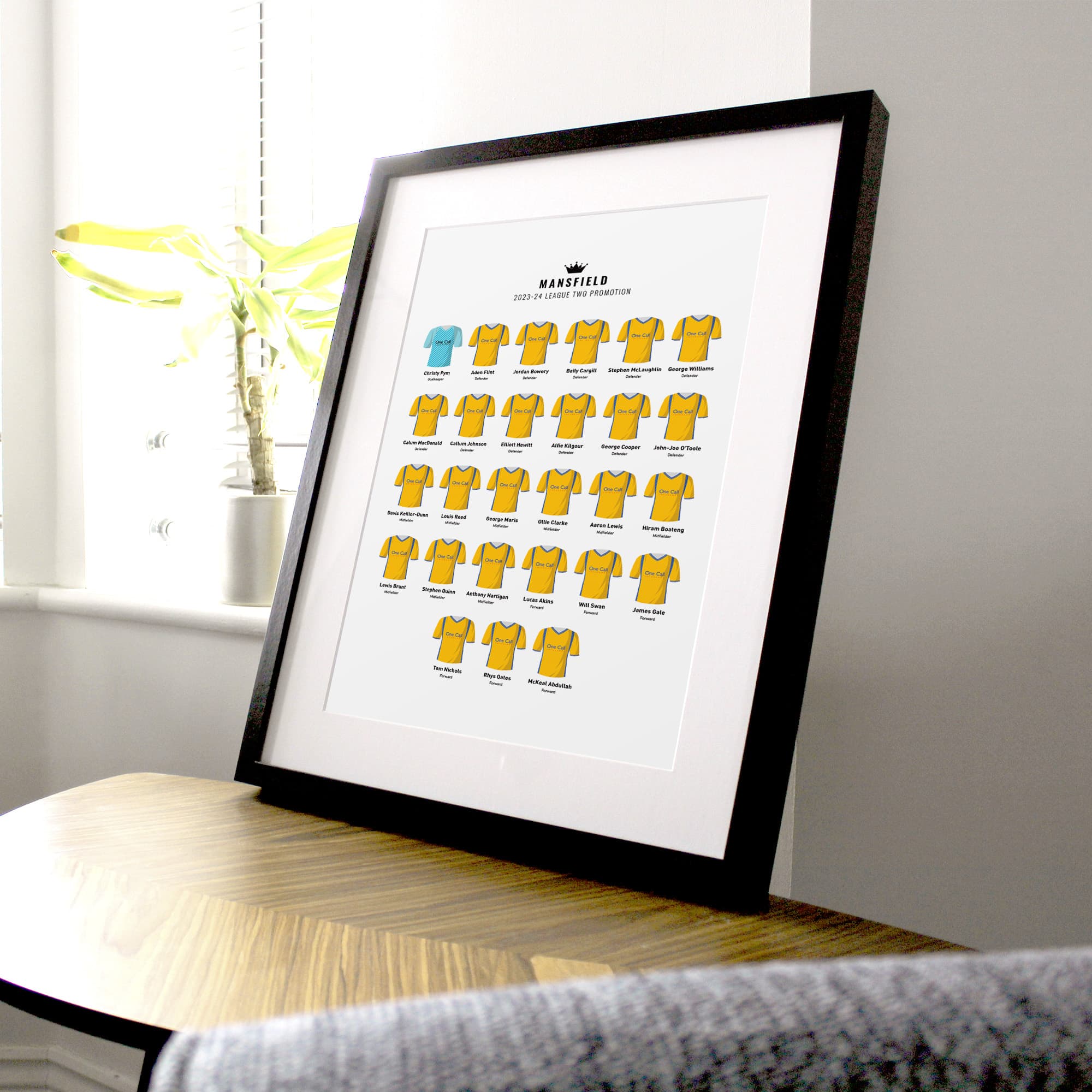 Mansfield 2024 League Two Promotion Football Team Print