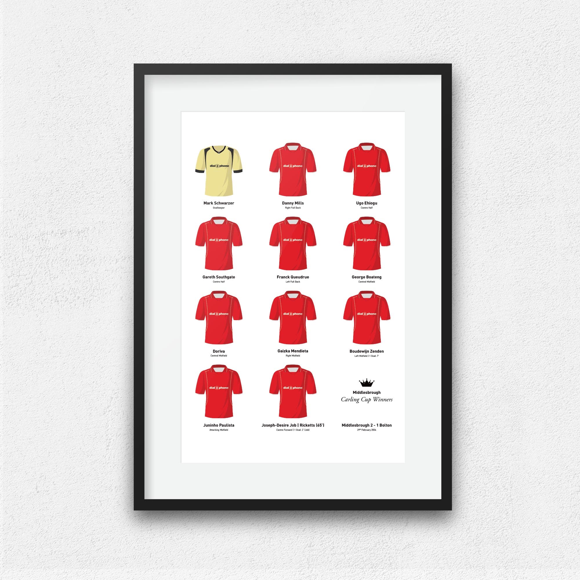 Middlesbrough 2004 Carling Cup Winners Football Team Print Good Team On Paper