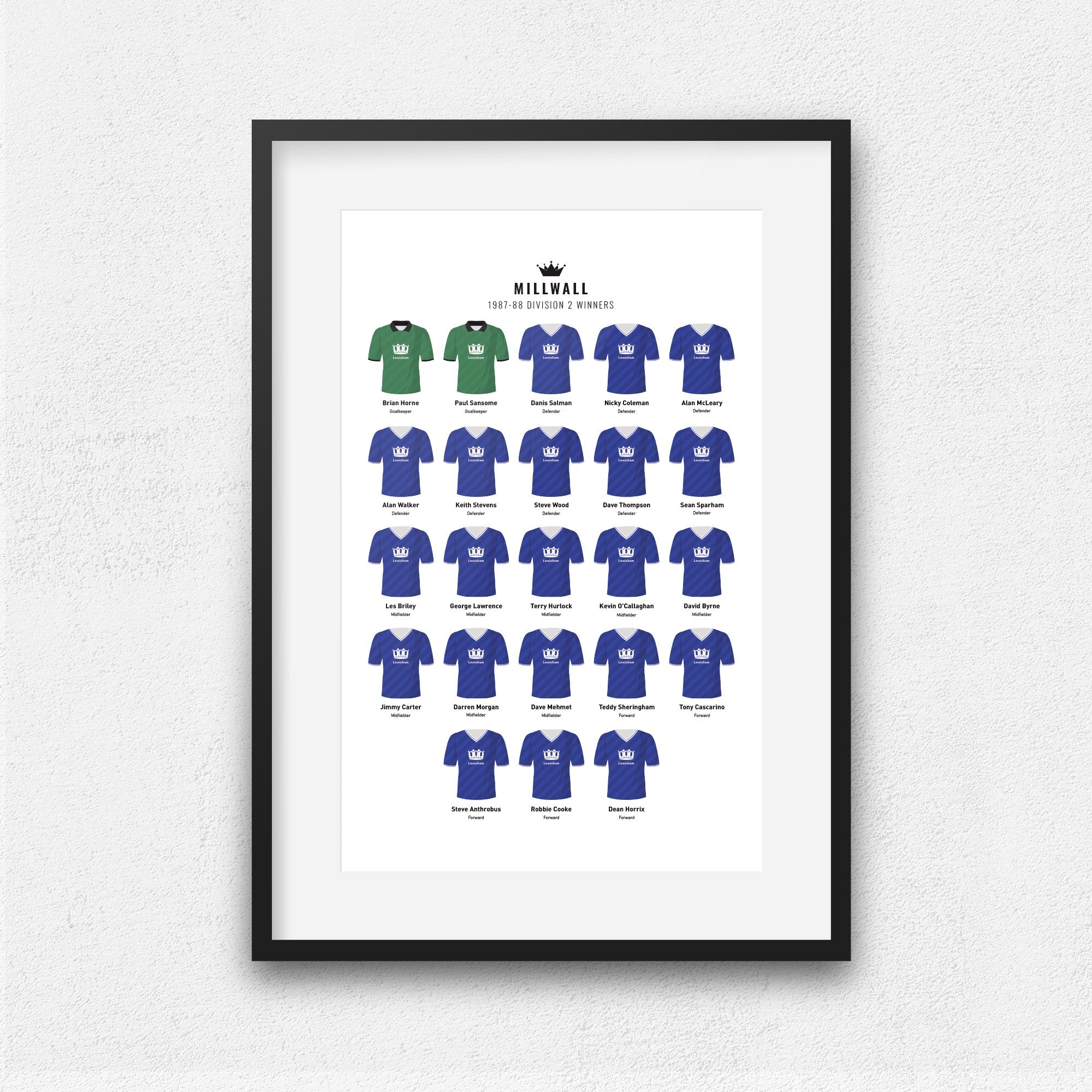 Millwall 1988 Division 2 Winners Football Team Print Good Team On Paper
