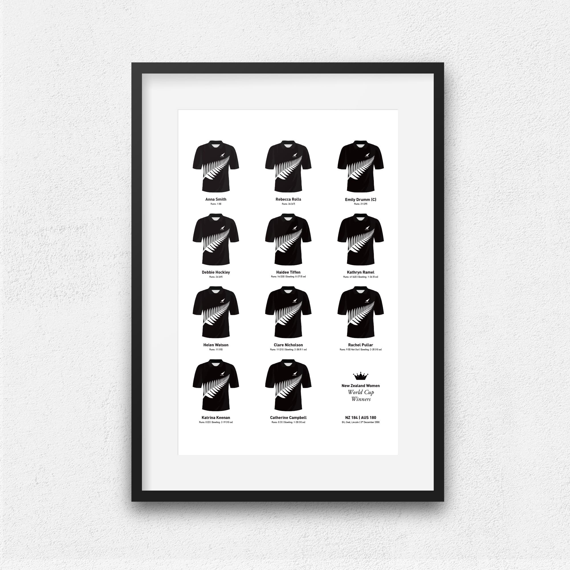 New Zealand Women Cricket 2000 World Cup Winners Team Print