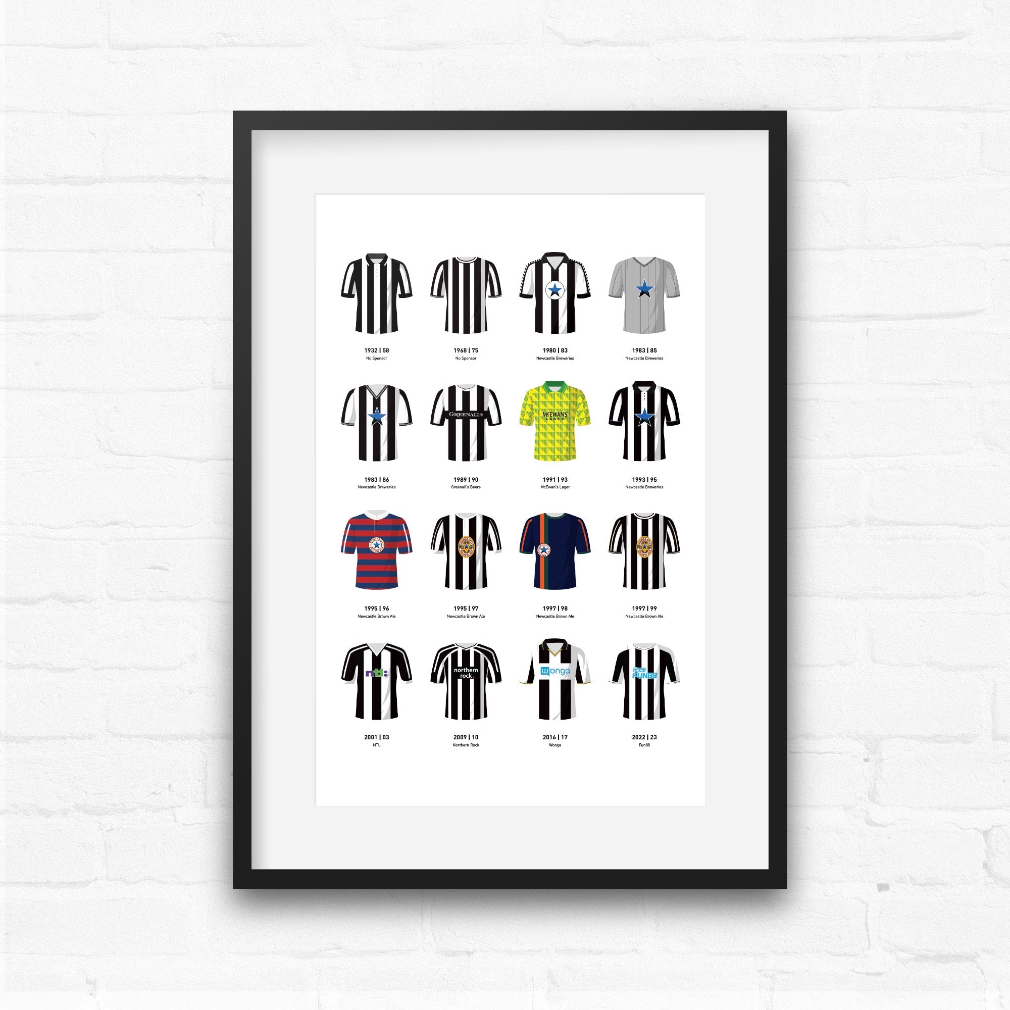 Newcastle Classic Kits Football Team Print Good Team On Paper
