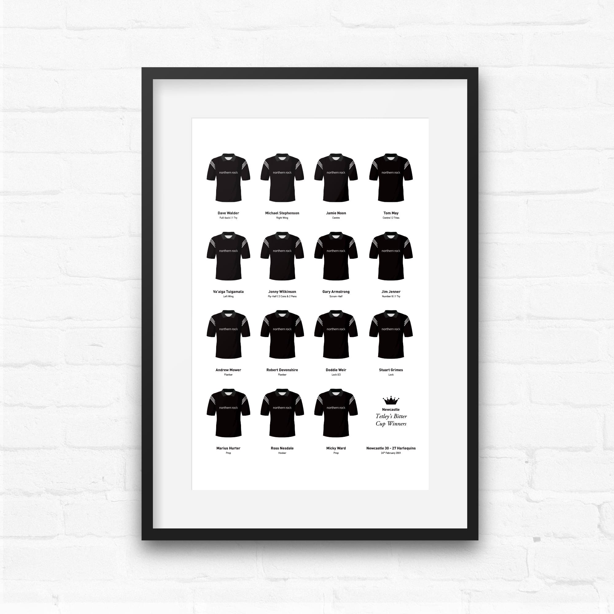 Newcastle Rugby Union 2001 Tetley's Bitter Cup Winners Team Print