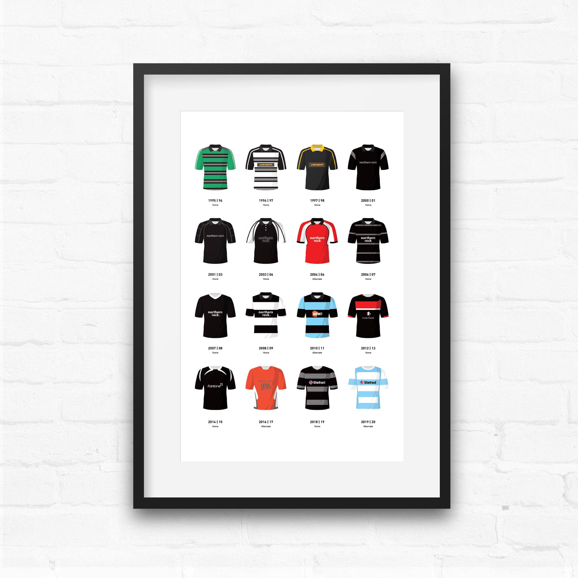 Newcastle Classic Kits Rugby Union Team Print