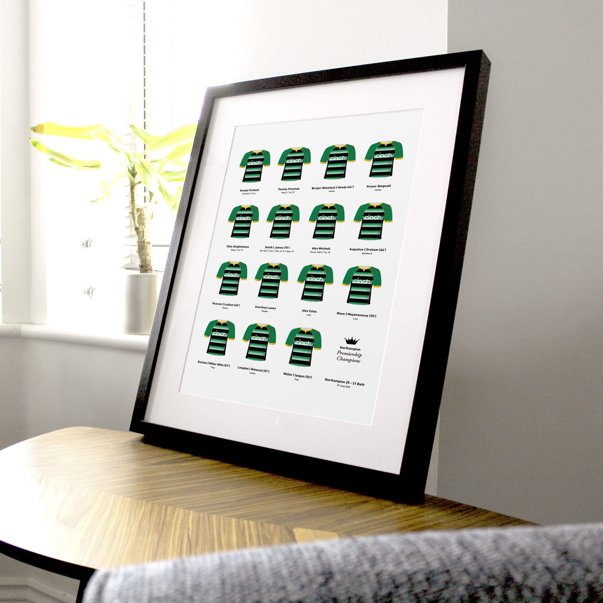 Northampton Rugby Union 2024 Premiership Winners Team Print