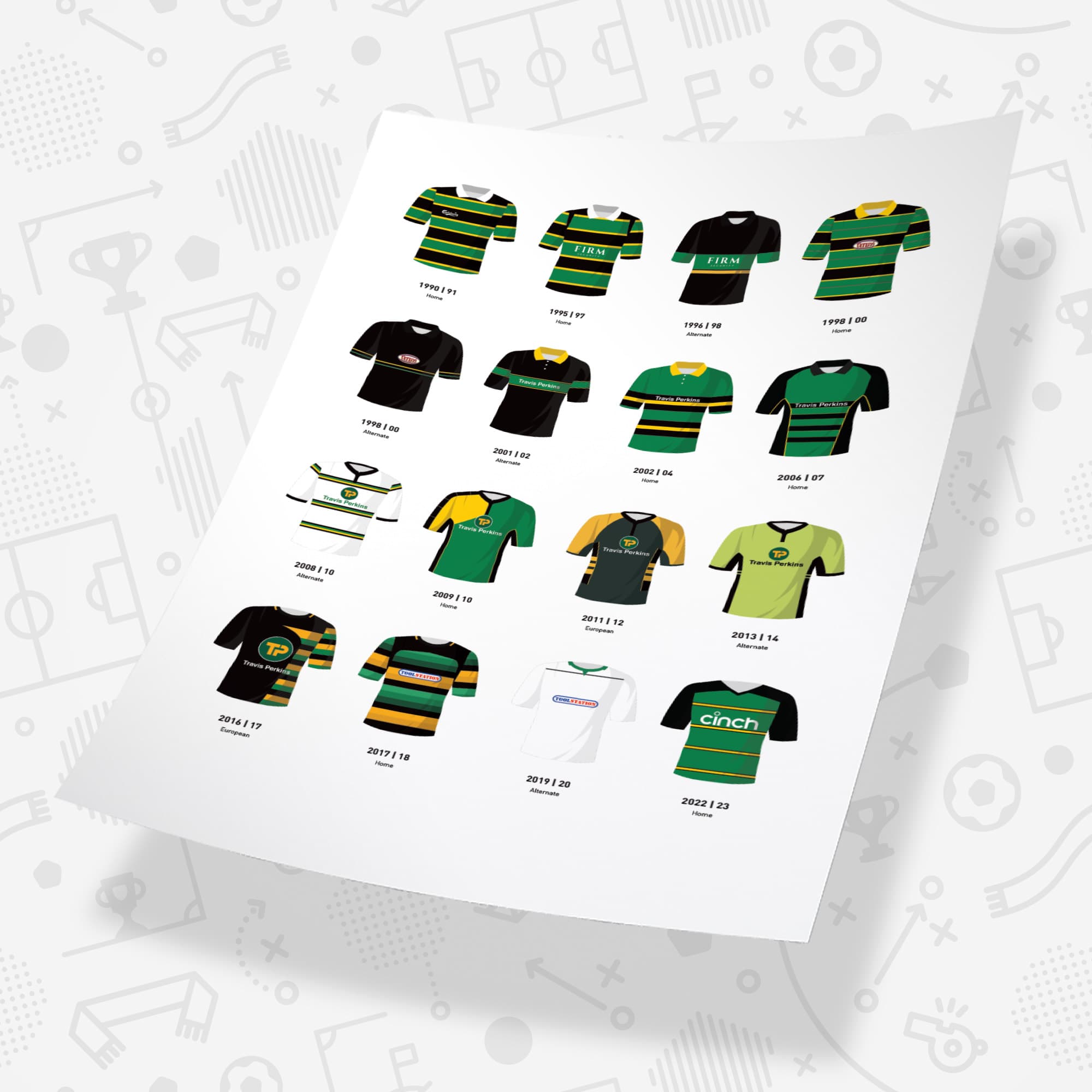 Northampton Classic Kits Rugby Union Team Print