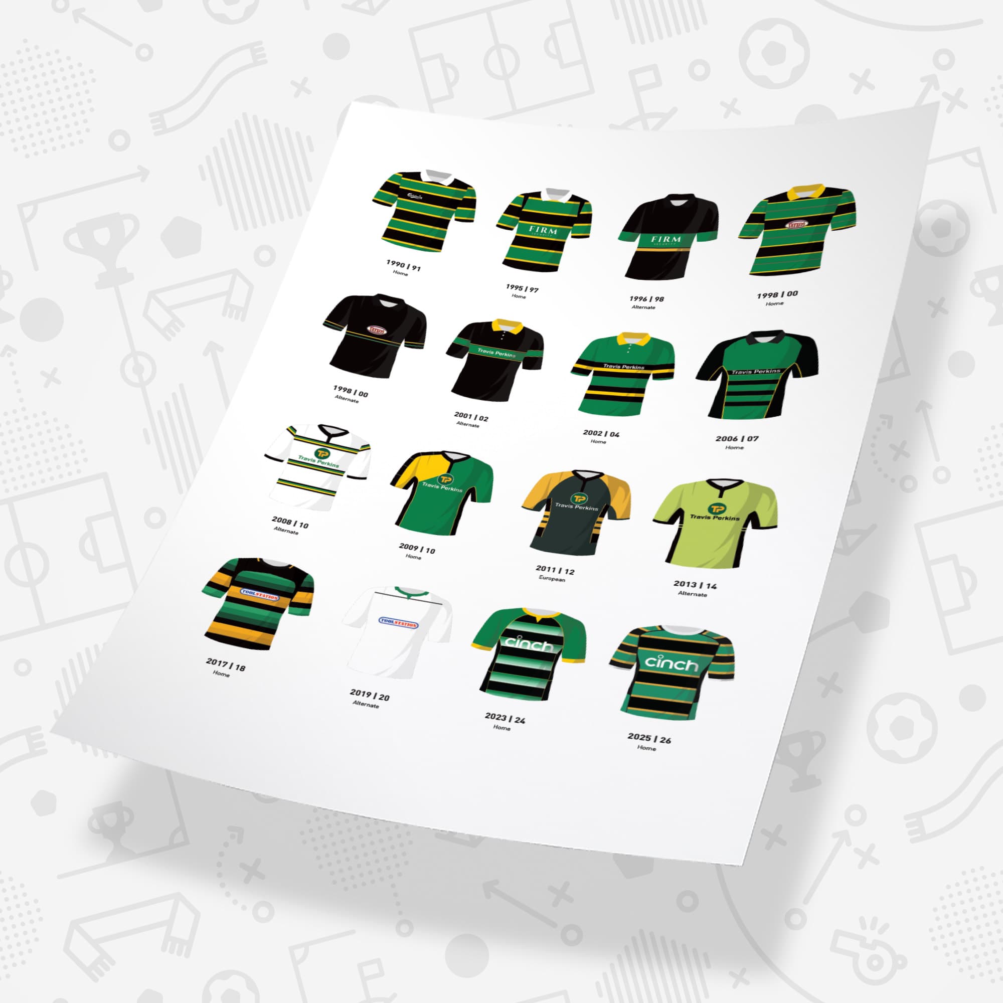 Northampton Classic Kits Rugby Union Team Print