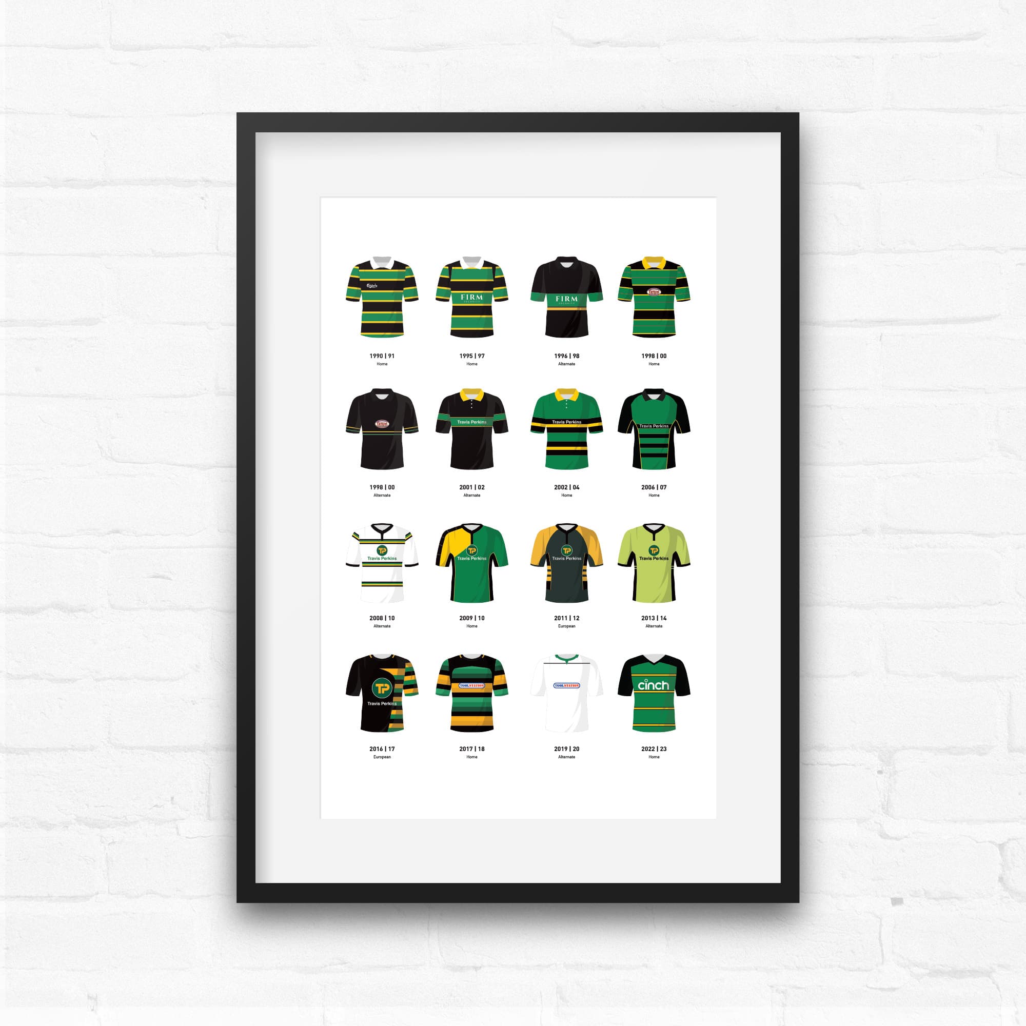 Northampton Classic Kits Rugby Union Team Print