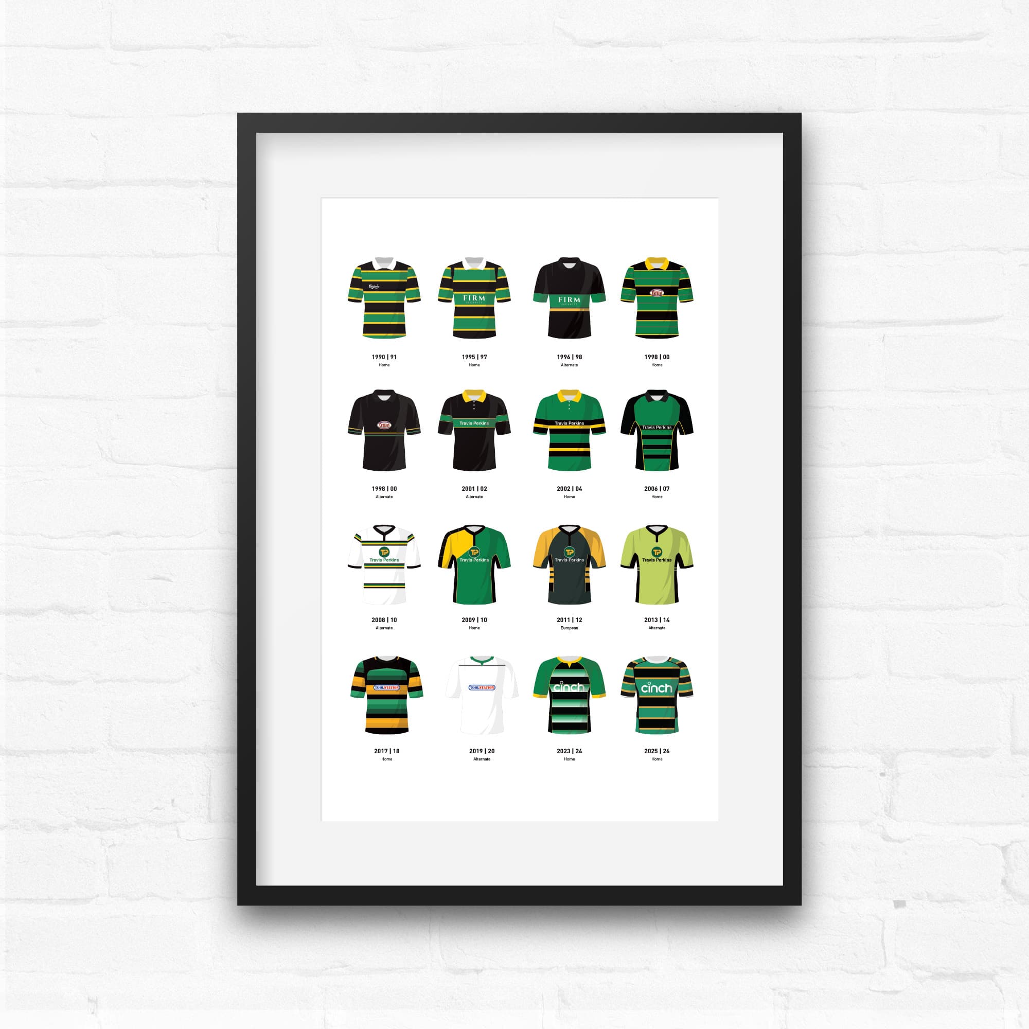 Northampton Classic Kits Rugby Union Team Print
