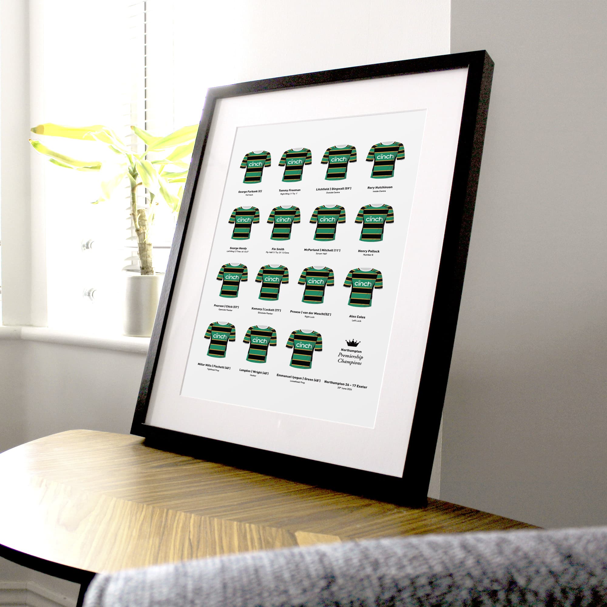 Northampton Rugby Union 2026 Premiership Winners Team Print