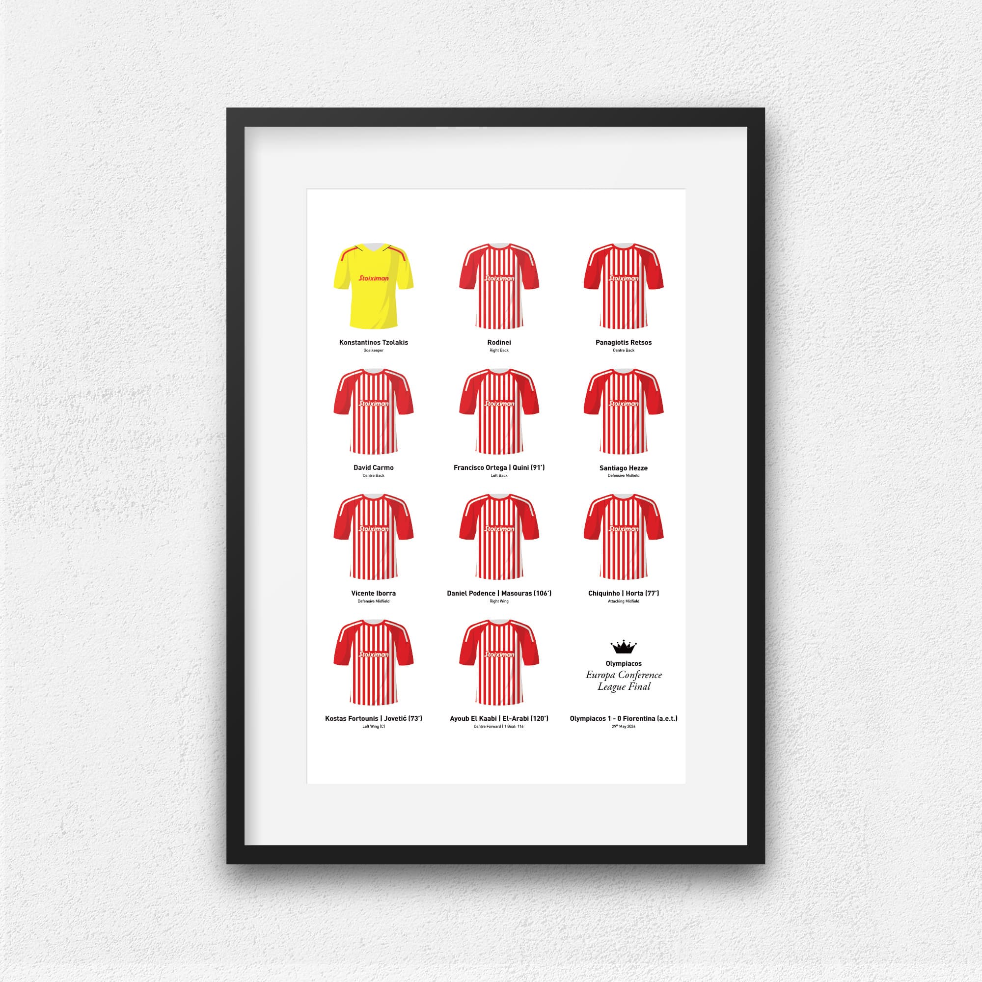 Olympiacos 2024 Europa Conference Winners Football Team Print