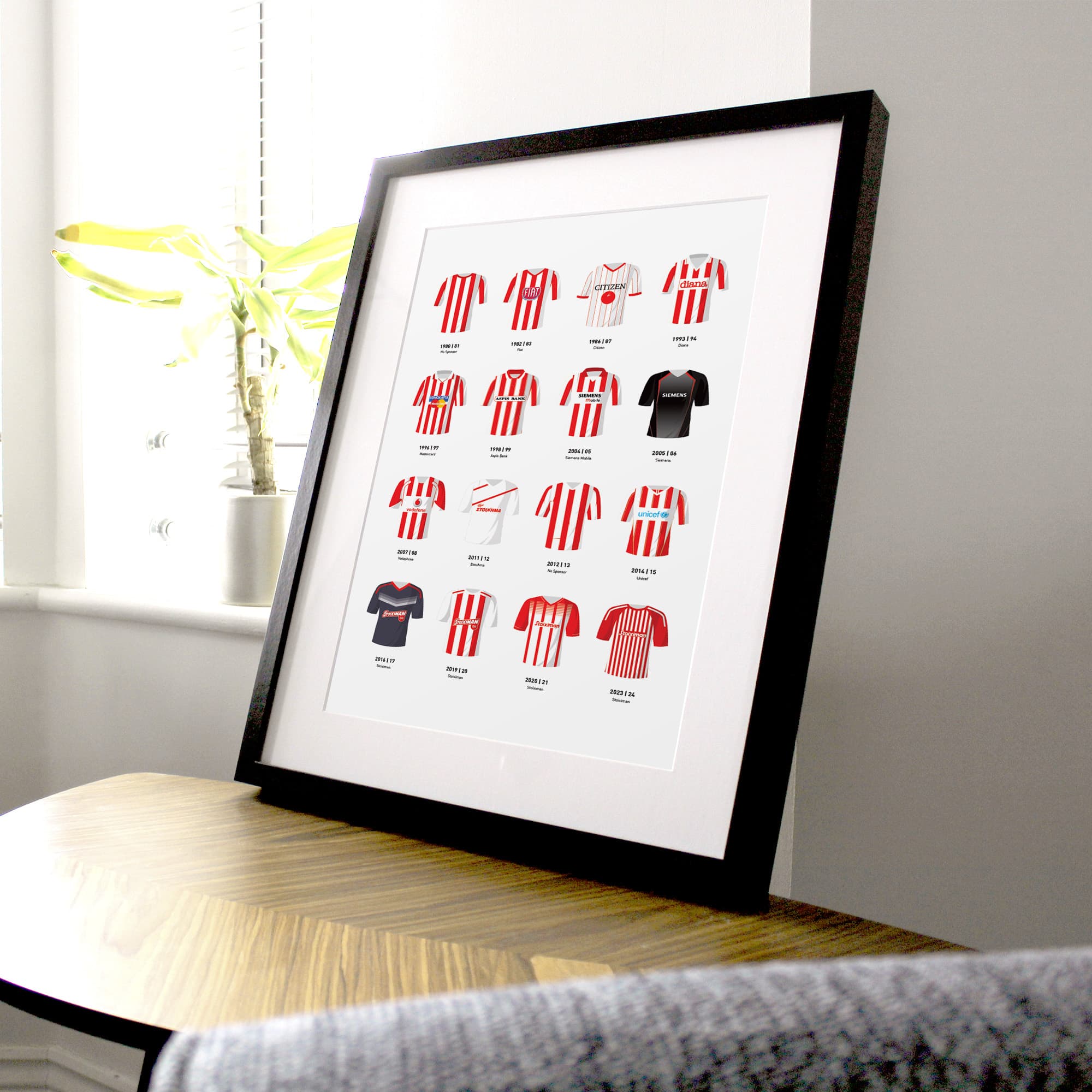 Olympiacos Classic Kits Football Team Print