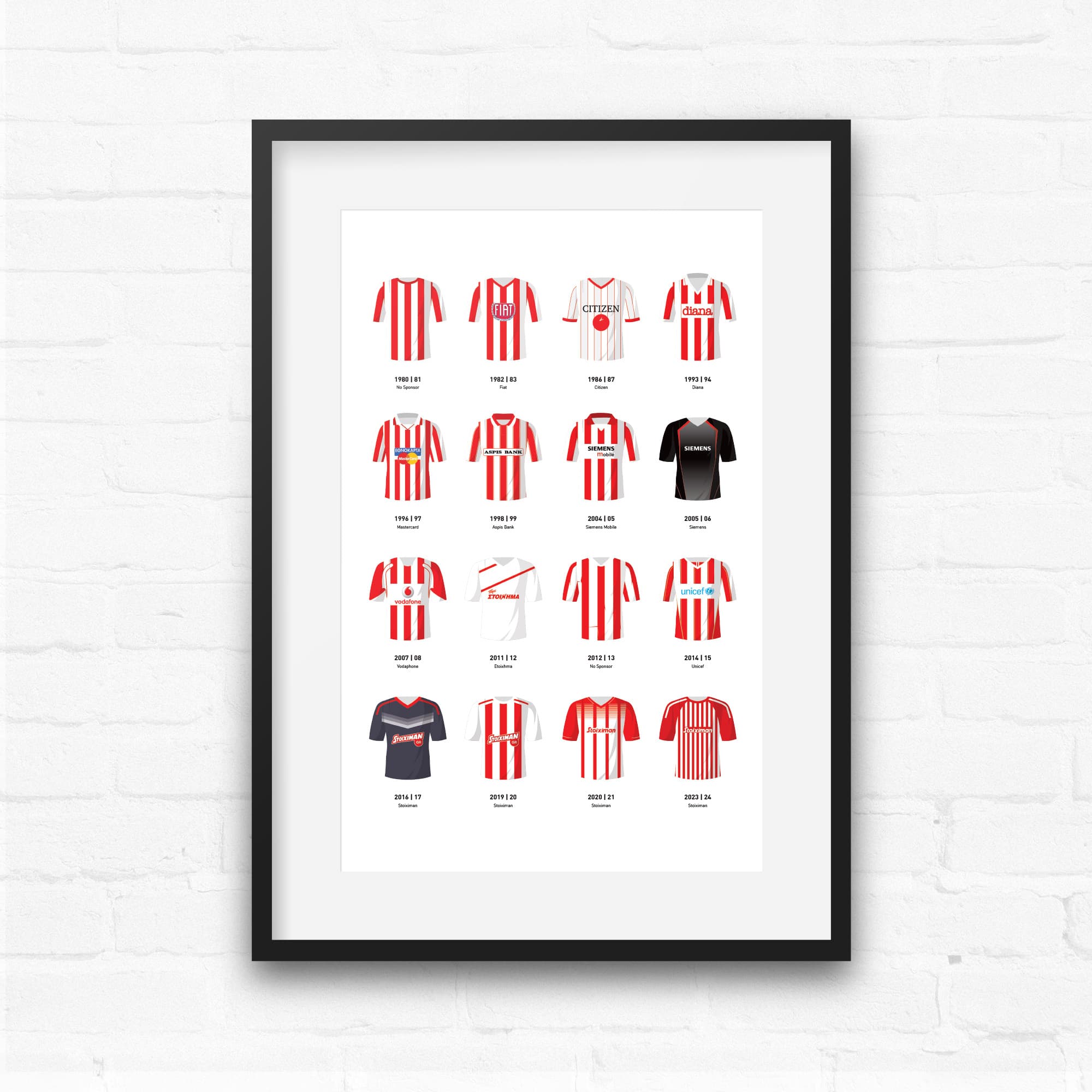 Olympiacos Classic Kits Football Team Print