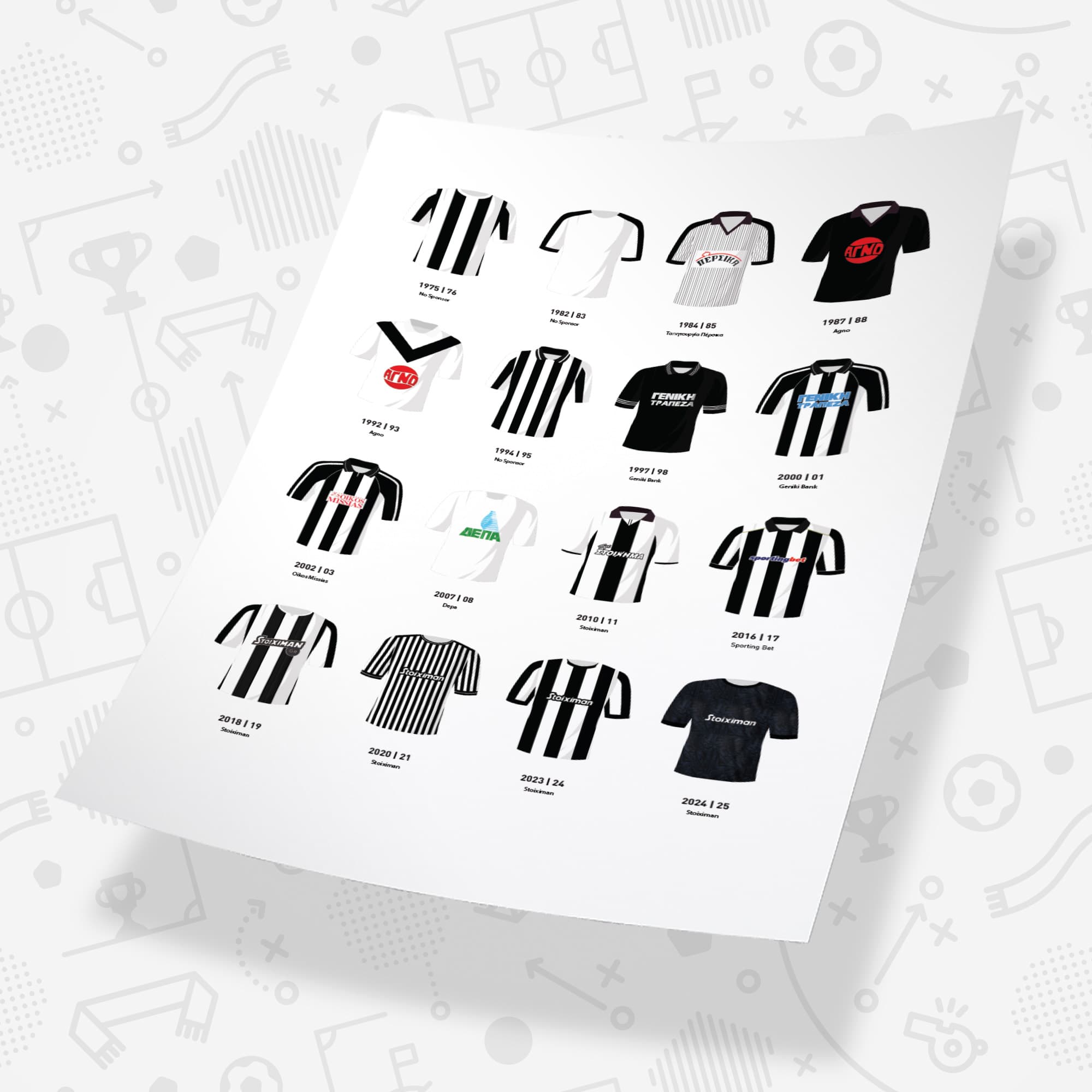 PAOK Classic Kits Football Team Print