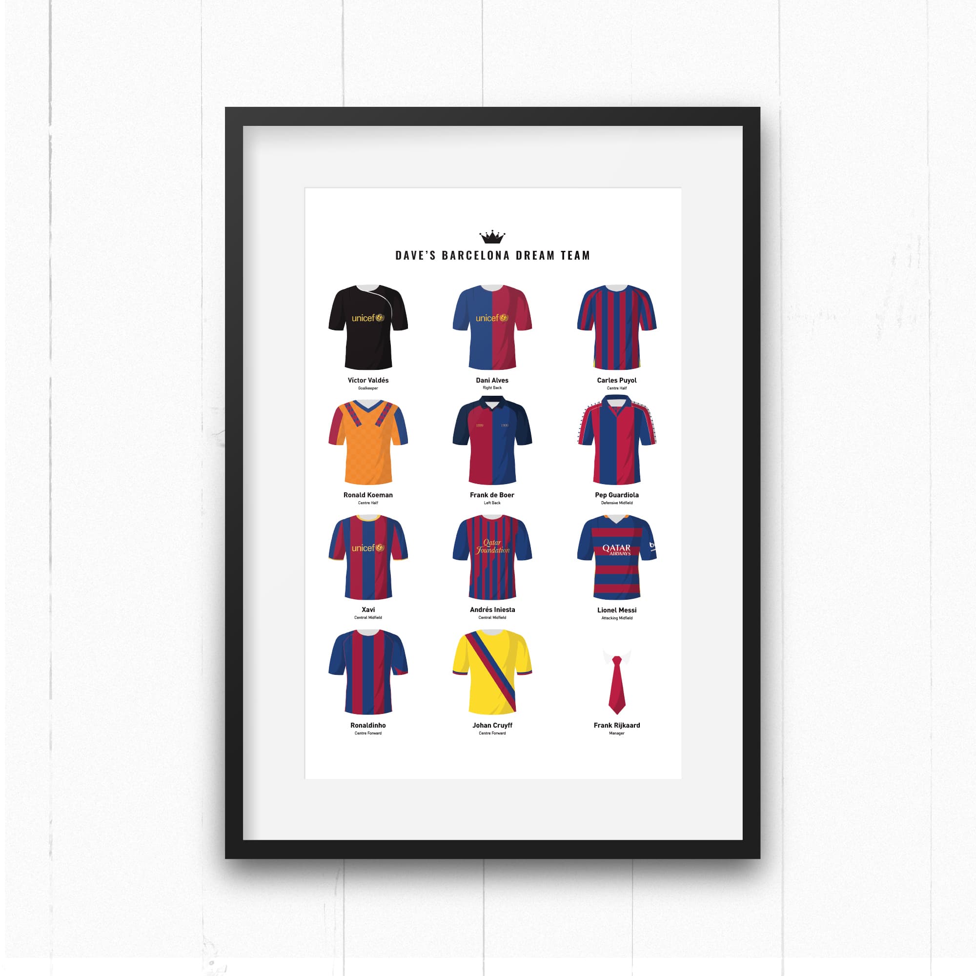 PERSONALISED Barcelona Dream Team Football Print Good Team On Paper