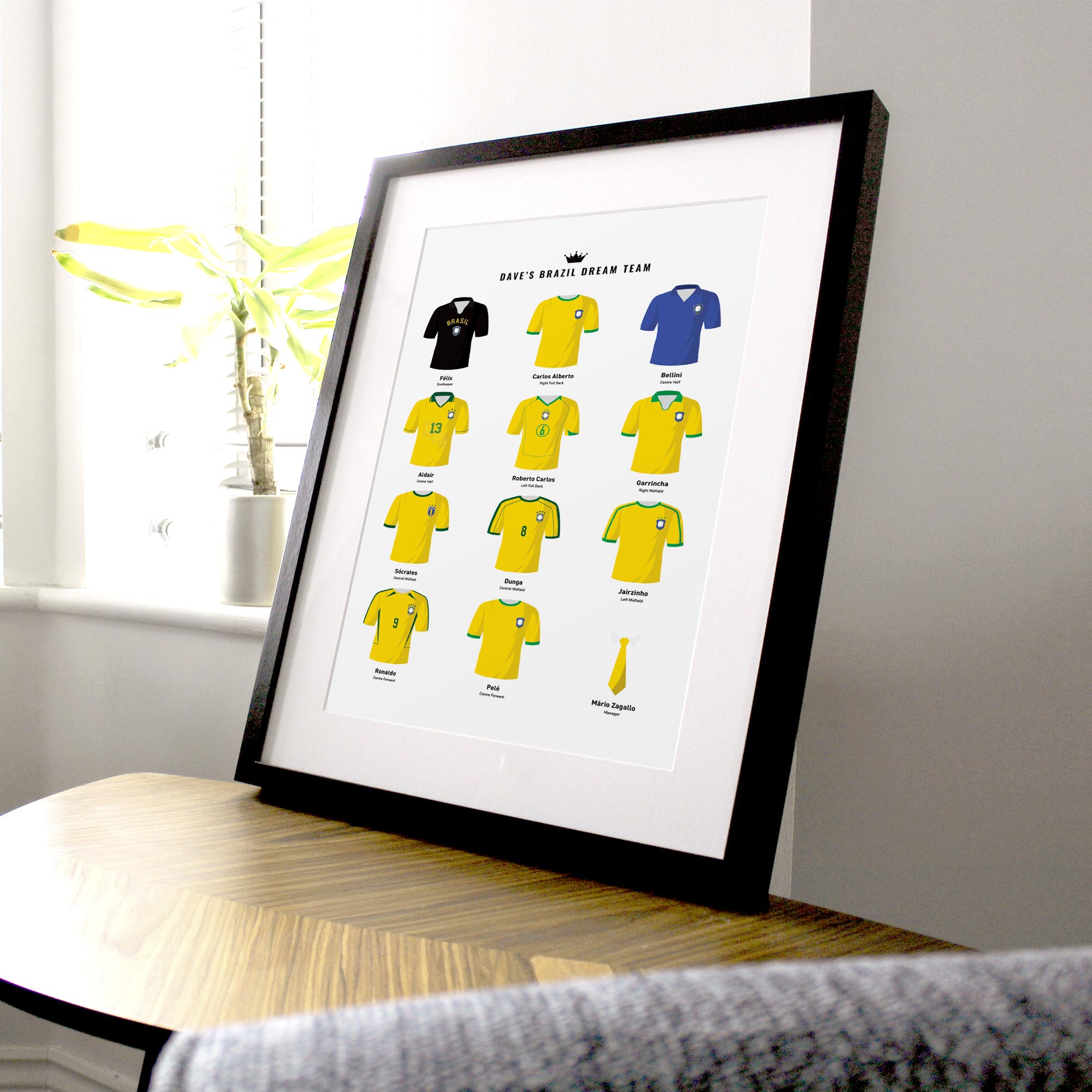 PERSONALISED Brazil Dream Team Football Print Good Team On Paper