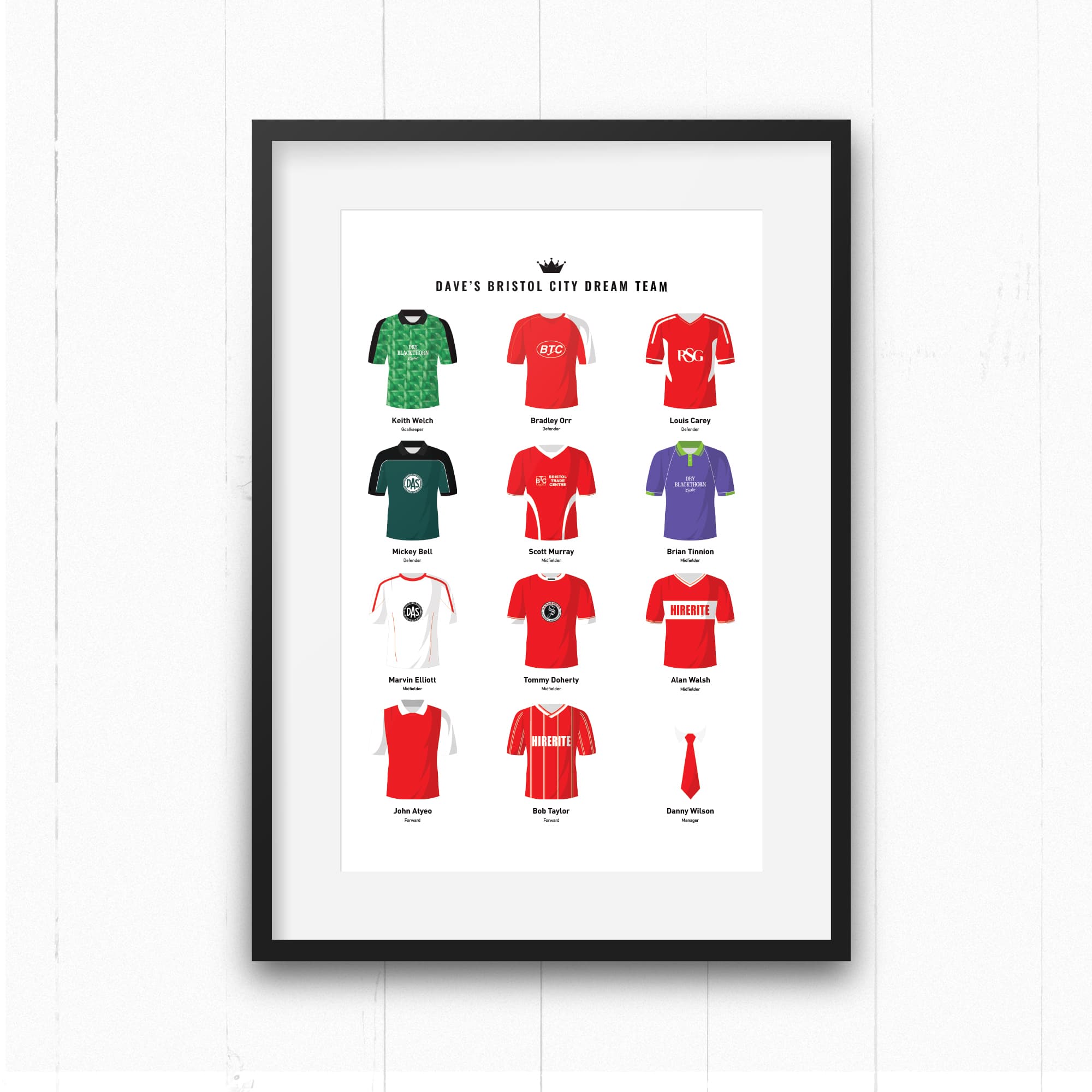 PERSONALISED Bristol City Dream Team Football Print Good Team On Paper