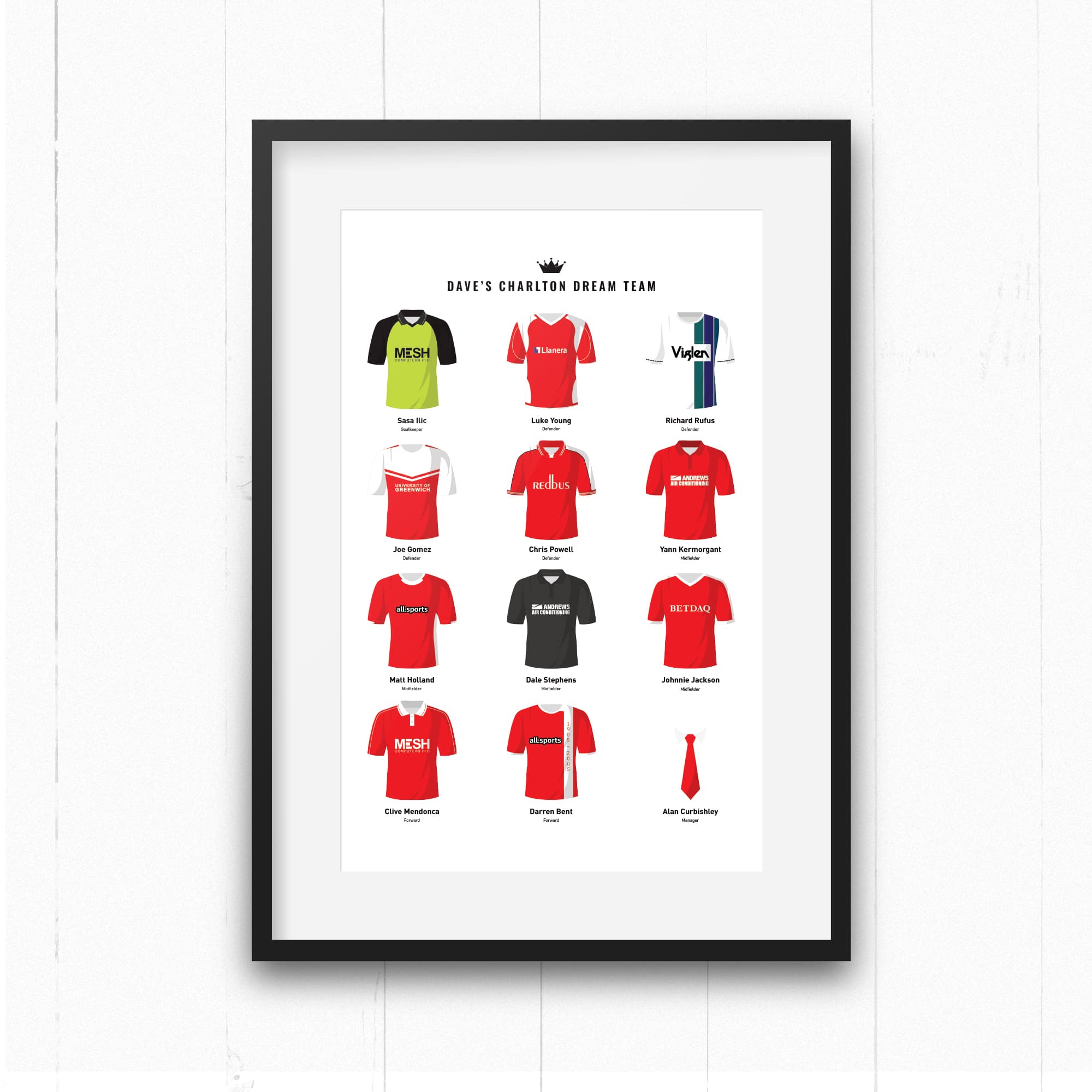 PERSONALISED Charlton Dream Team Football Print Good Team On Paper