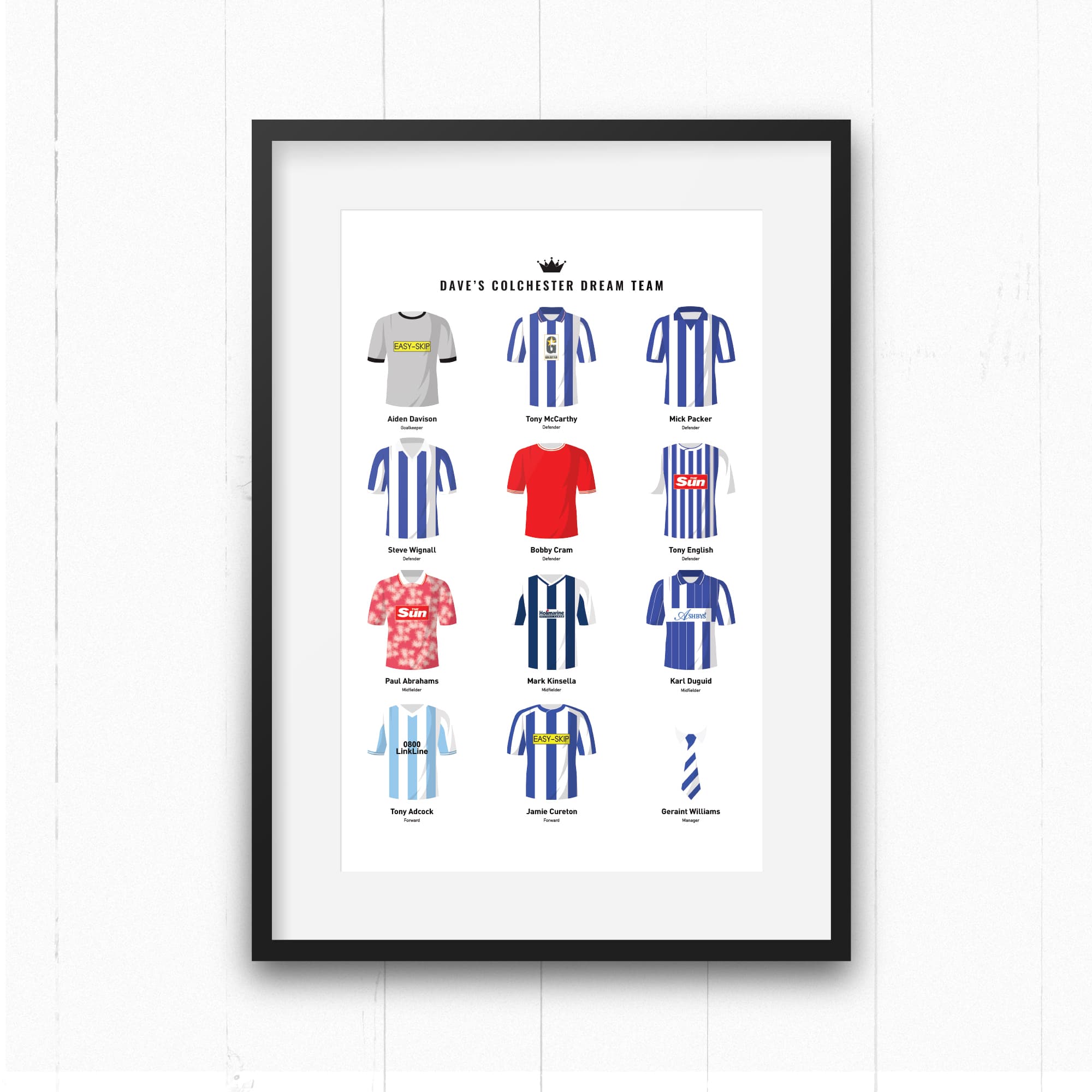PERSONALISED Colchester Dream Team Football Print Good Team On Paper